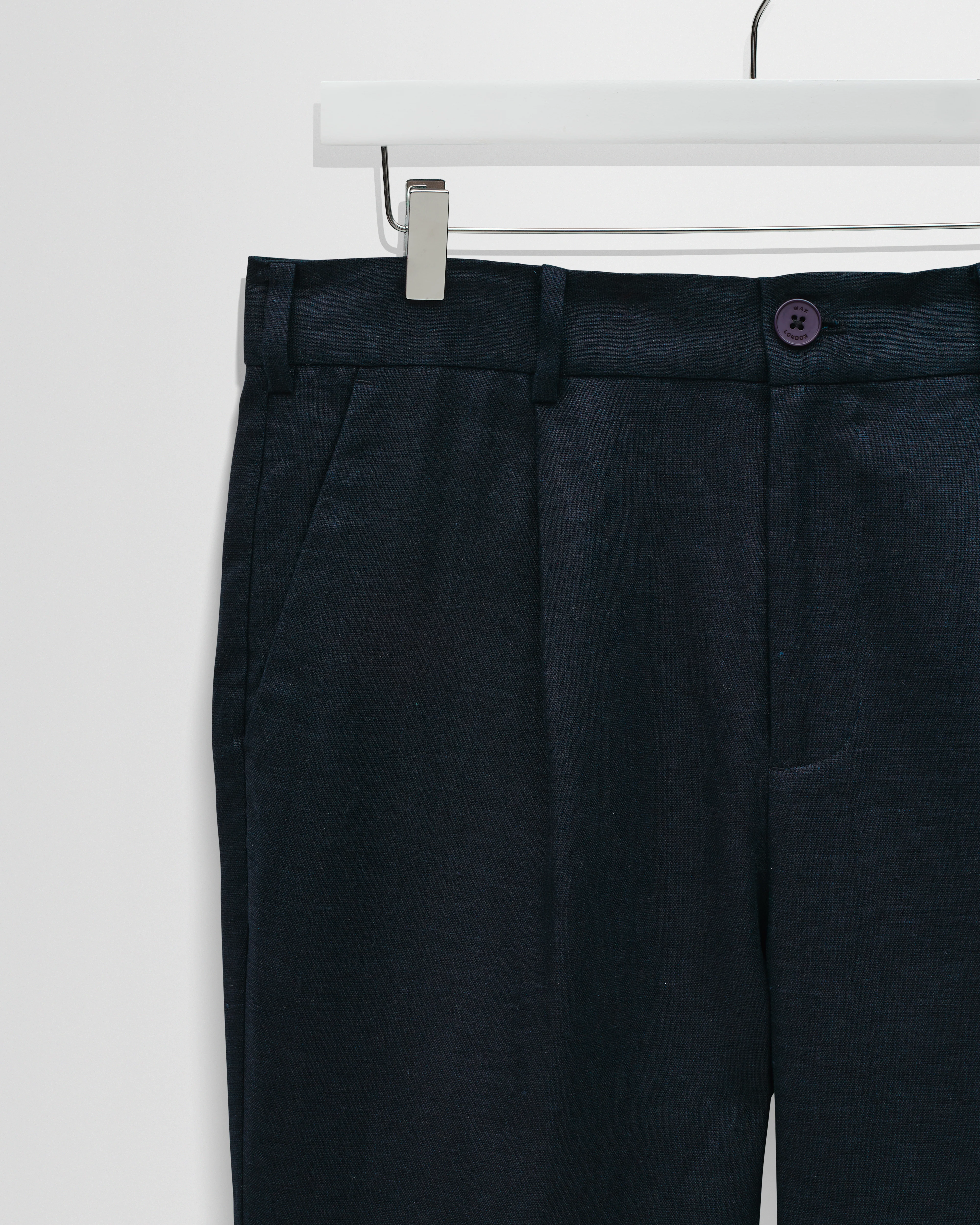 Aubyn - Navy Linen Loose Fit Trousers - Image 8
