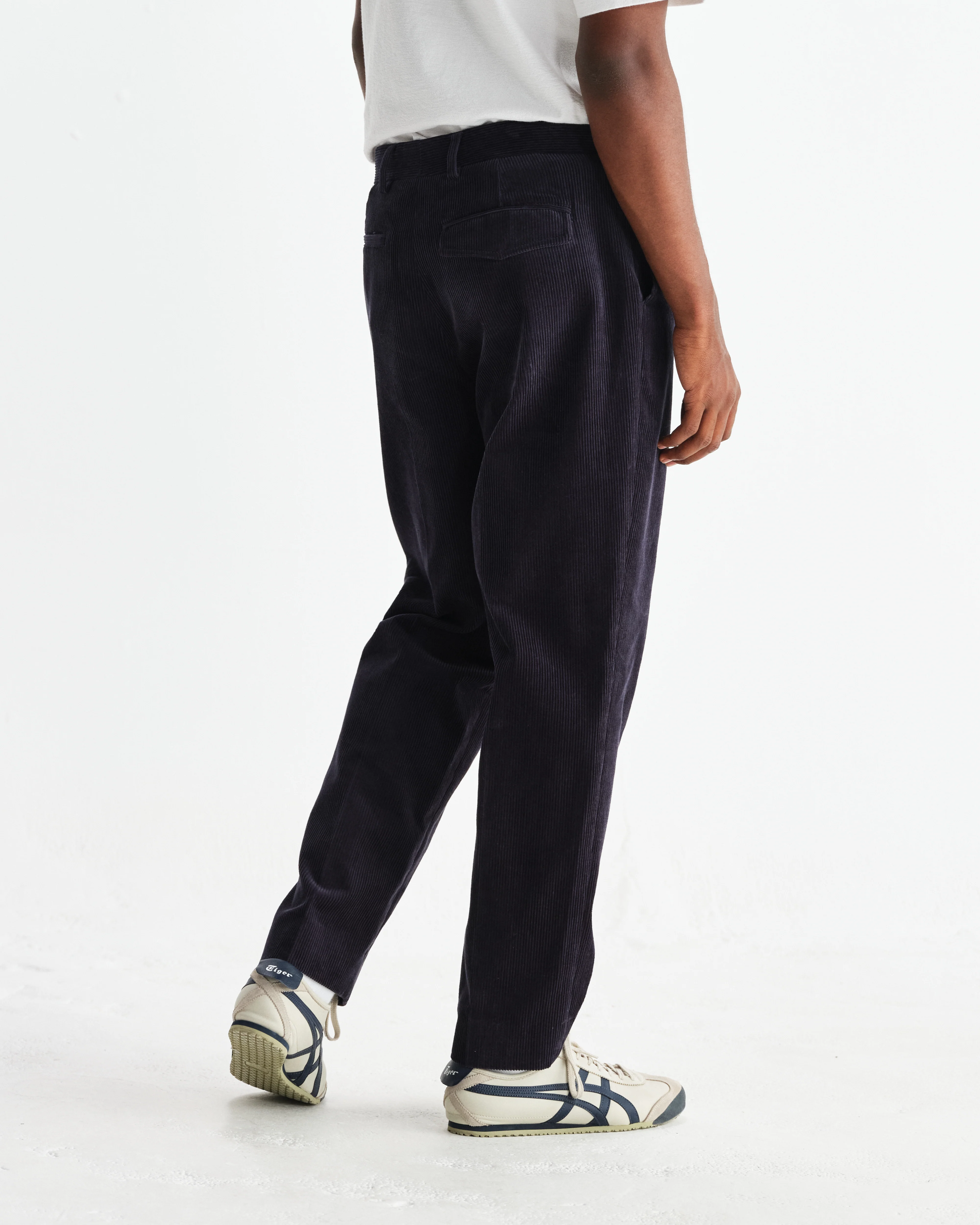 Aubyn - Navy Soft Corduroy Pleated Trousers - Image 5