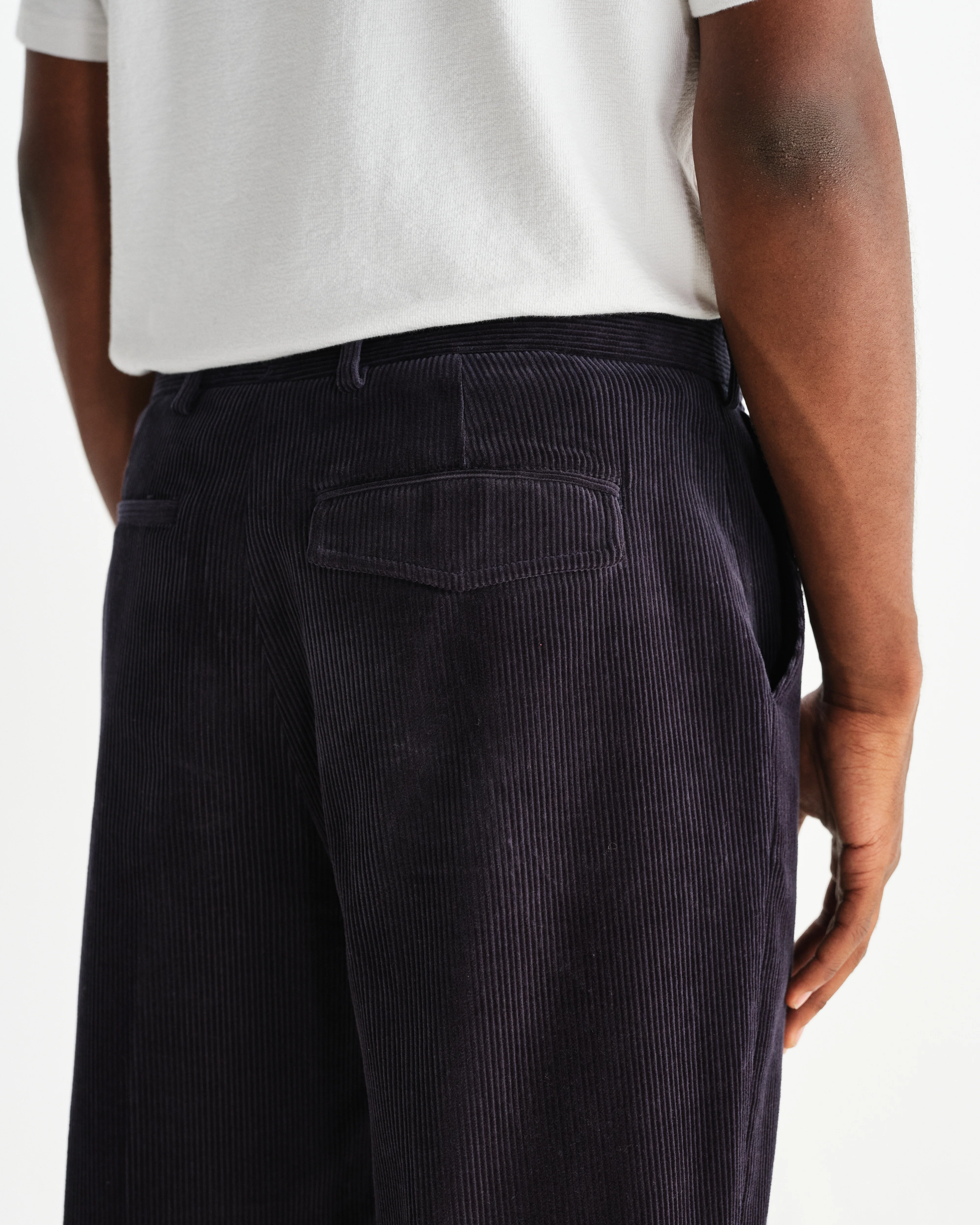 Aubyn - Navy Soft Corduroy Pleated Trousers - Image 6