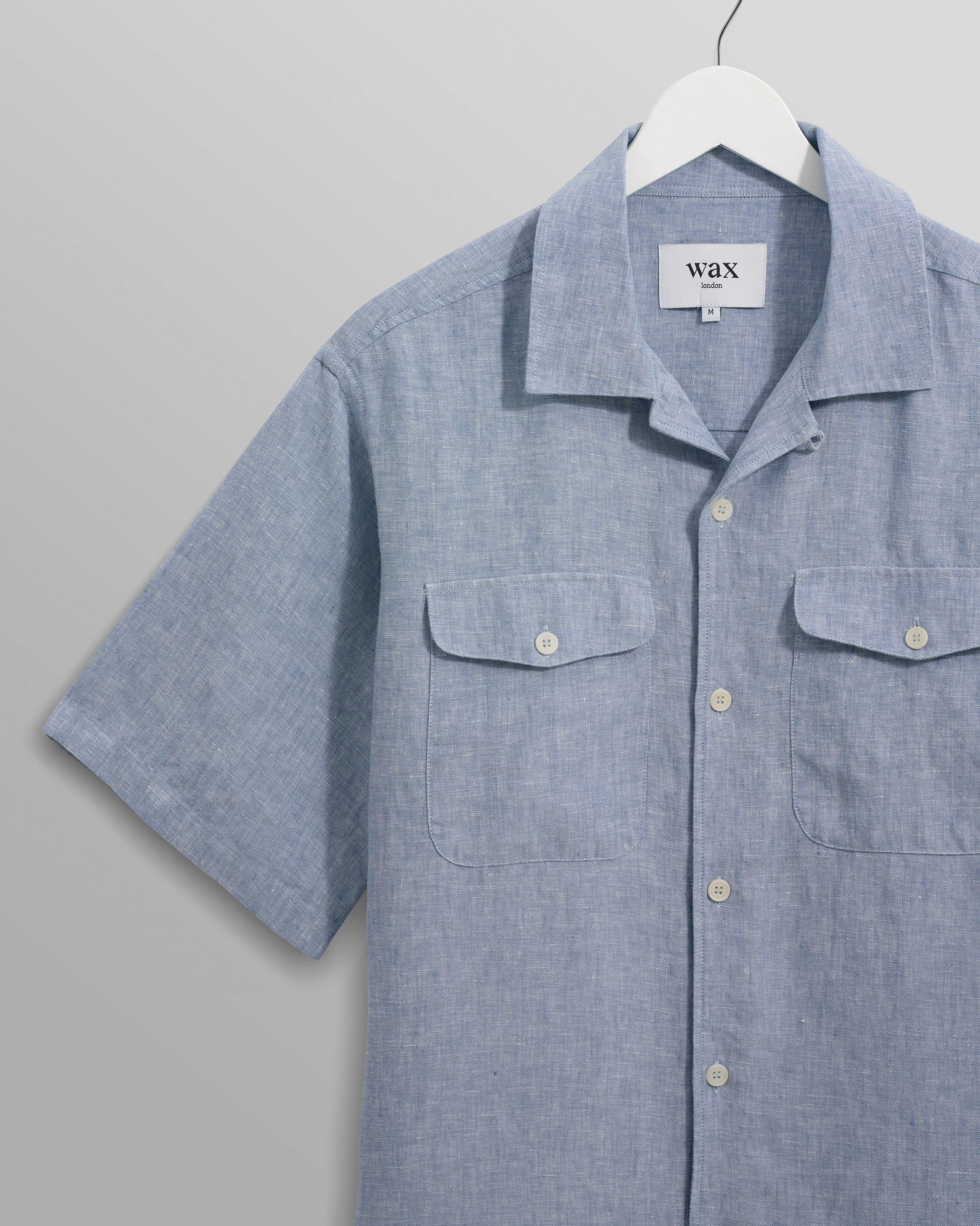 Bartlett - Blue Two-Tone Linen Short-Sleeve Shirt - Image 10