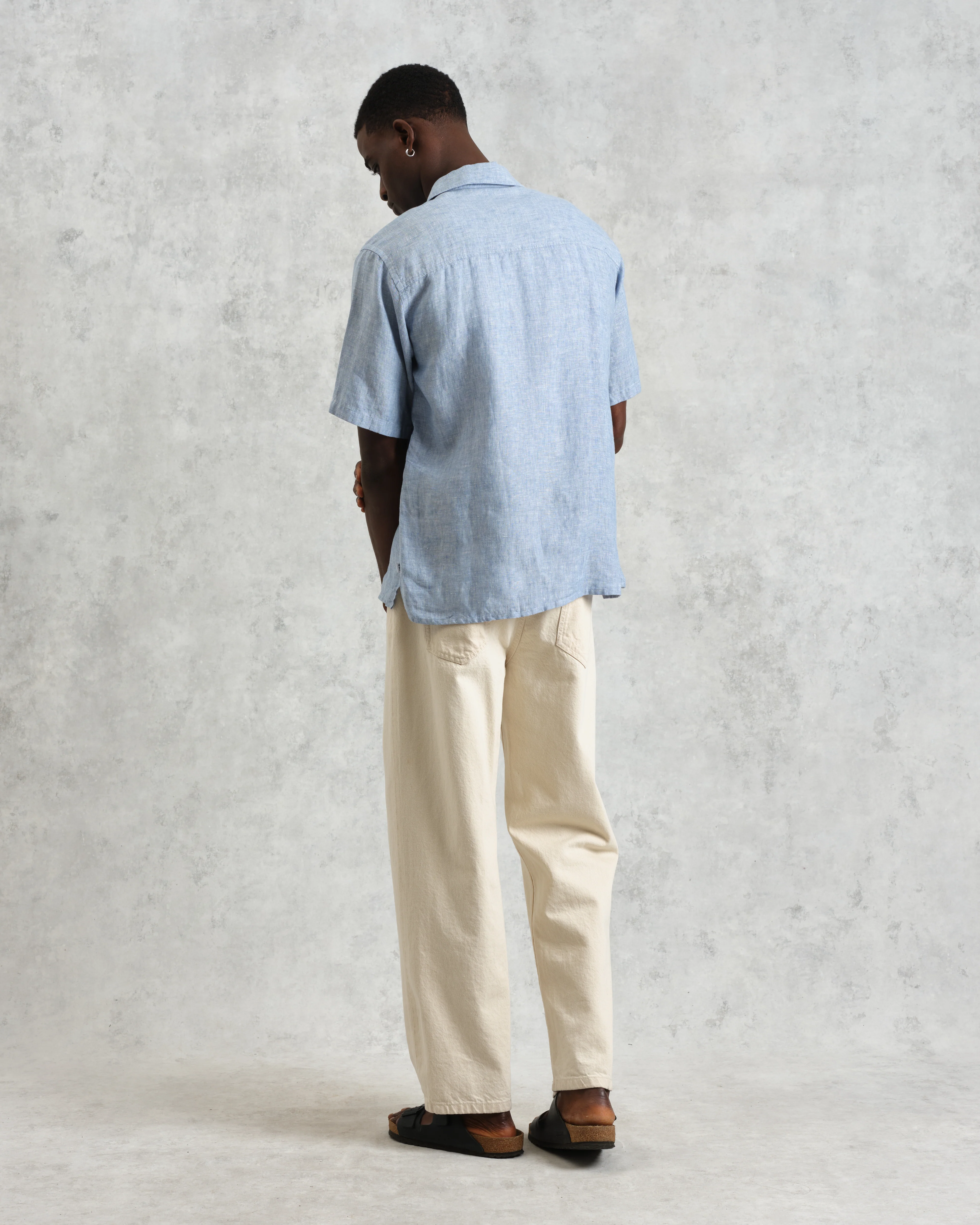 Bartlett - Blue Two-Tone Linen Short-Sleeve Shirt - Image 8