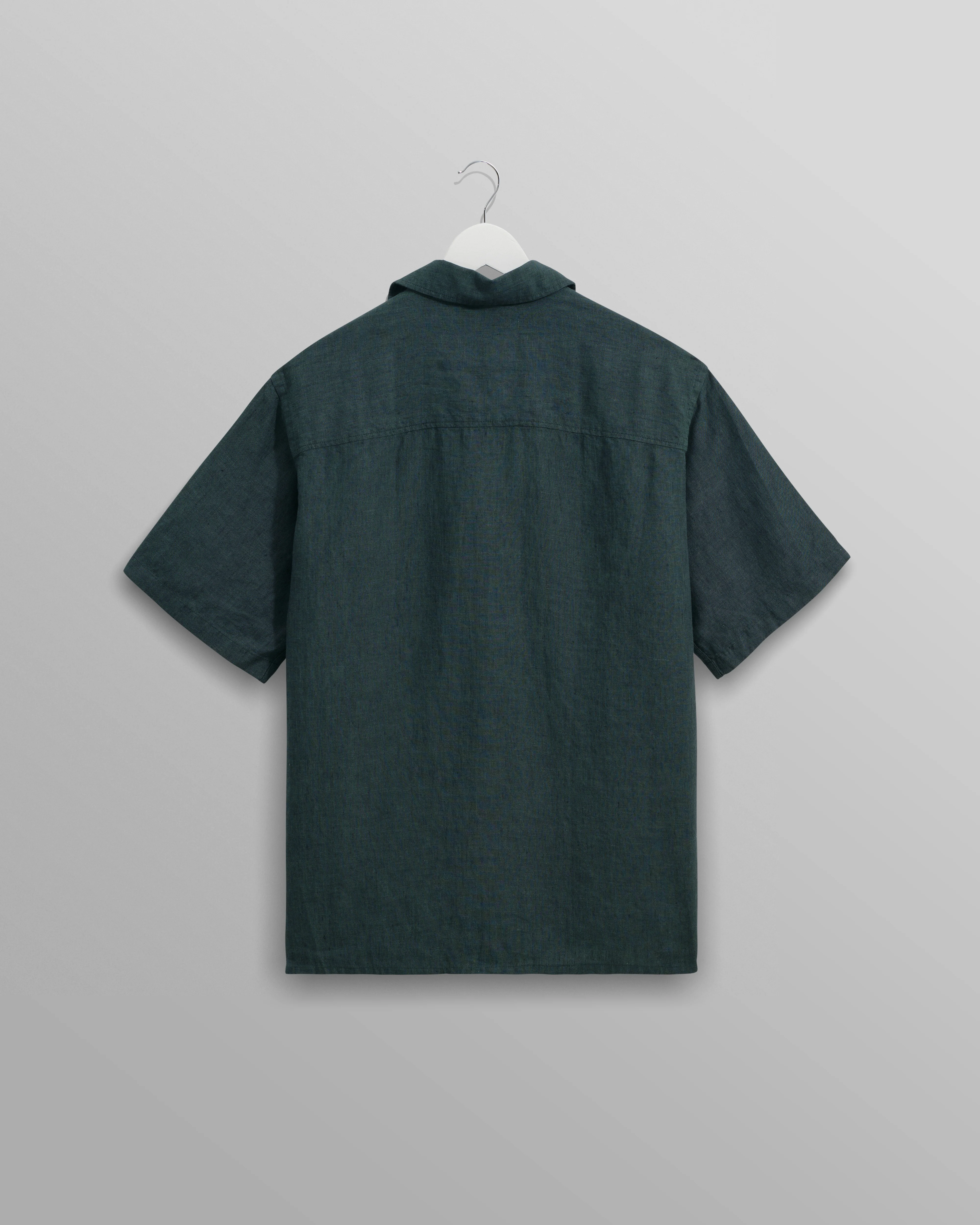 Bartlett - Dark Green Two-Tone Linen Short-Sleeve Shirt - Image 10