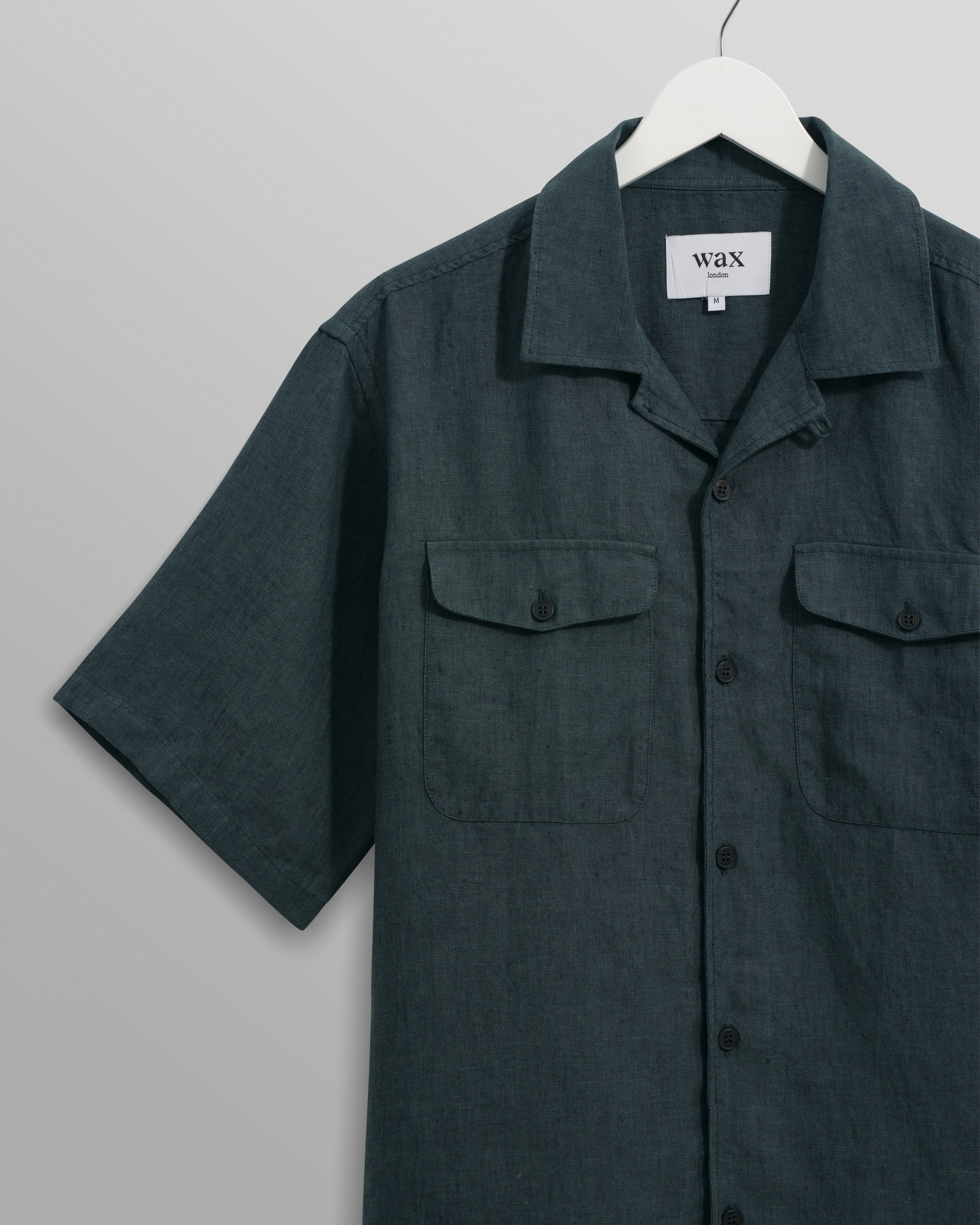 Bartlett - Dark Green Two-Tone Linen Short-Sleeve Shirt - Image 9