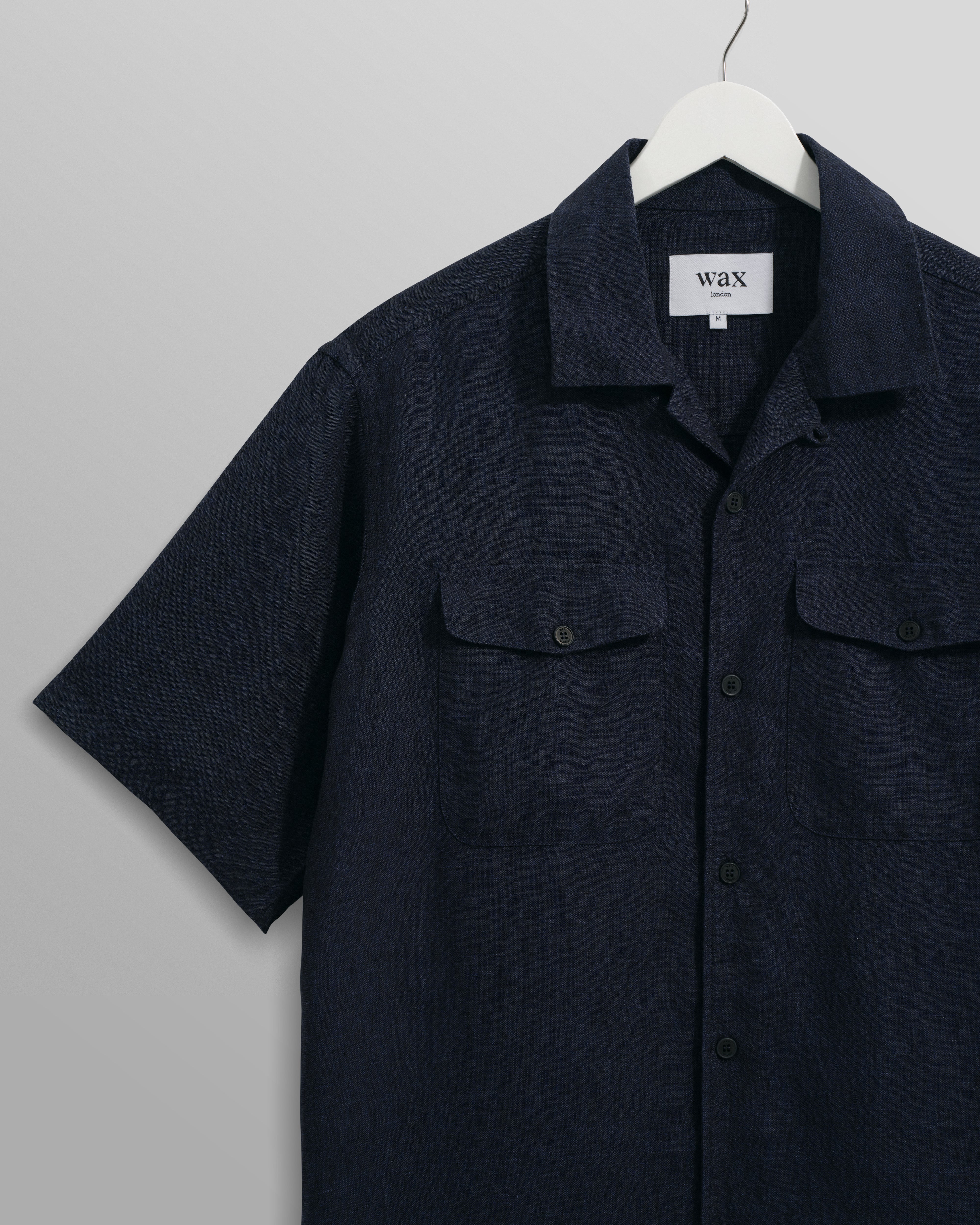 Bartlett - Navy Two-Tone Linen Short-Sleeve Shirt - Image 10