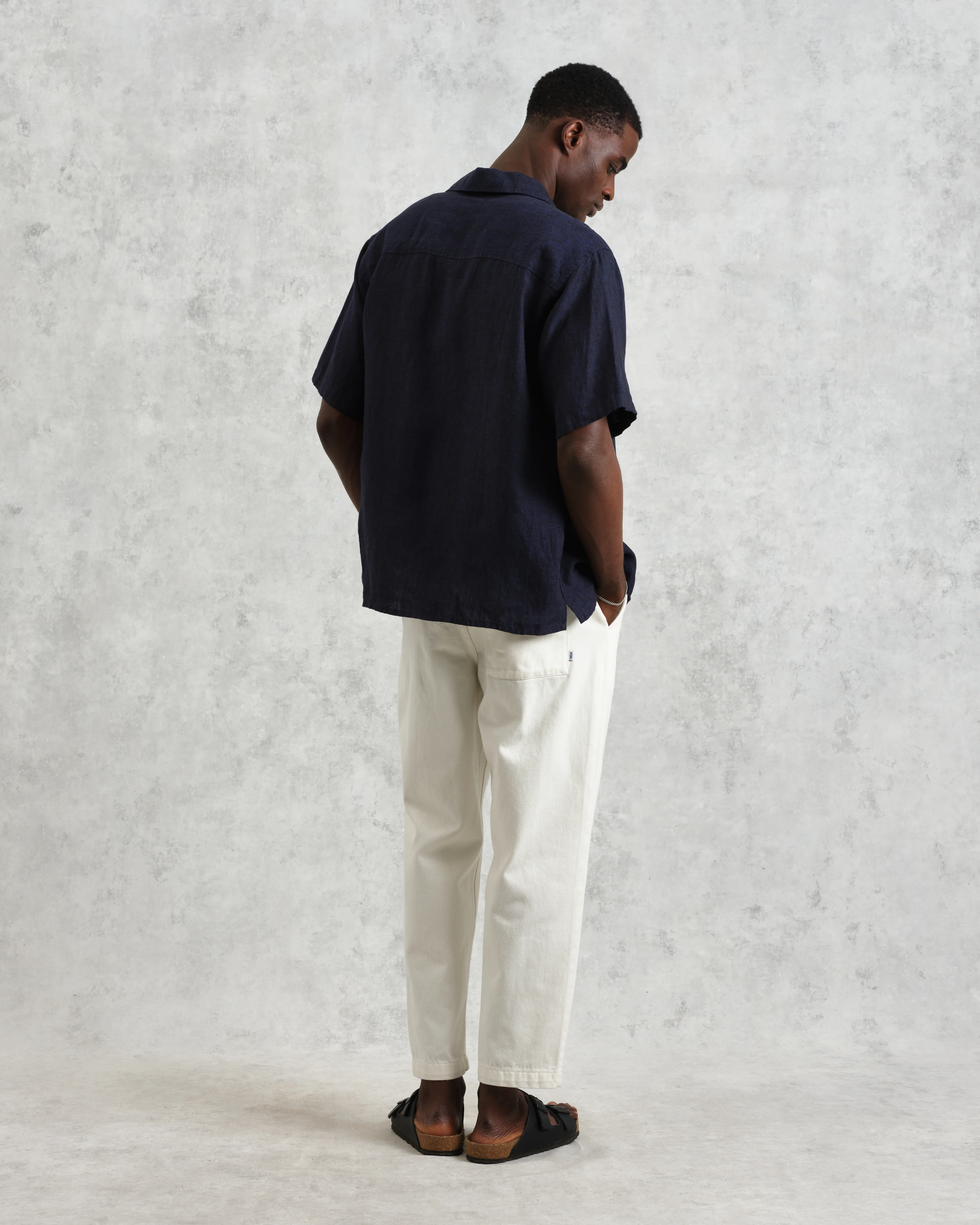Bartlett - Navy Two-Tone Linen Short-Sleeve Shirt - Image 8