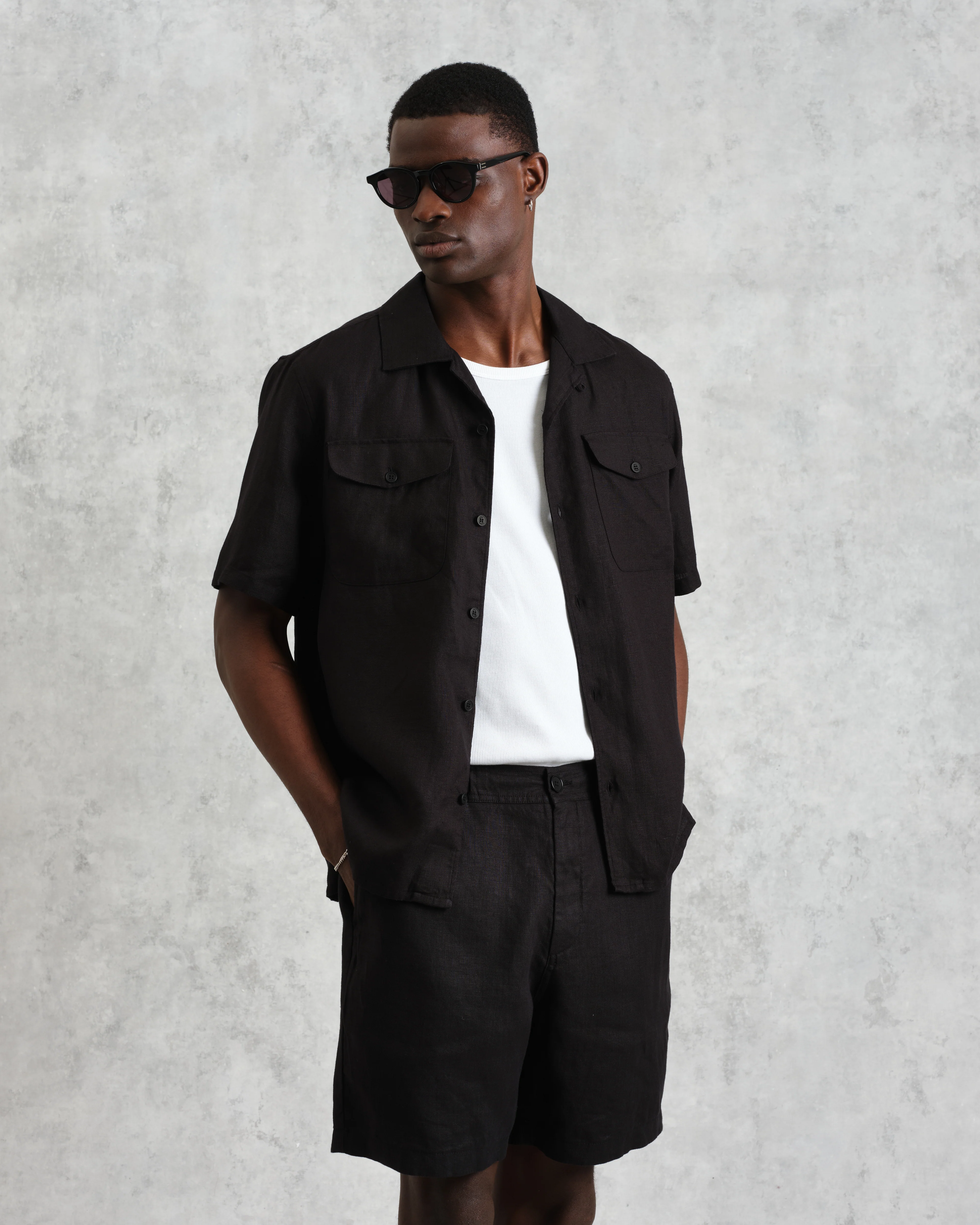 Bartlett - Washed Black Linen Short-Sleeve Shirt - Image 2