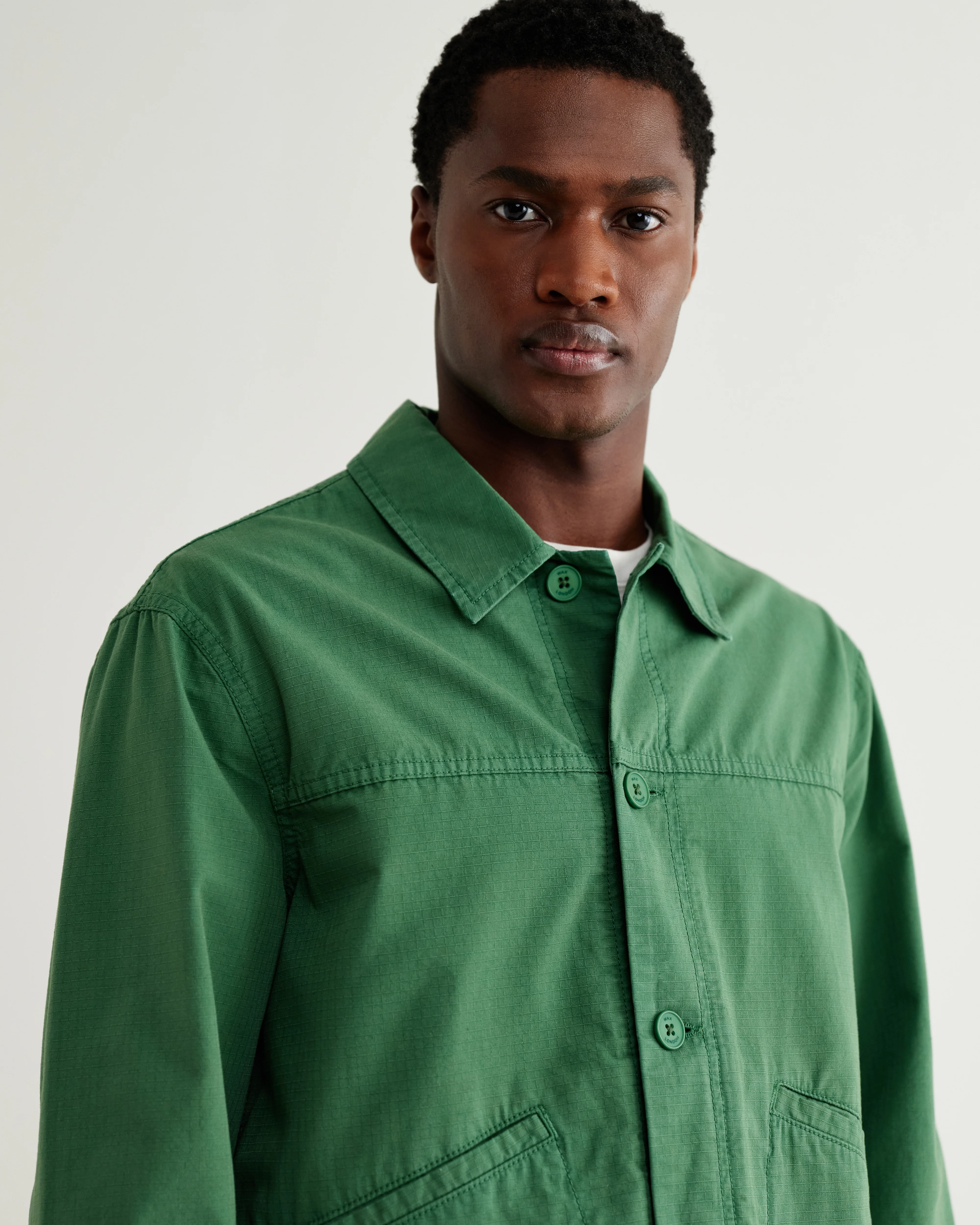Barton - Green Organic Cotton Ripstop Jacket - Image 2