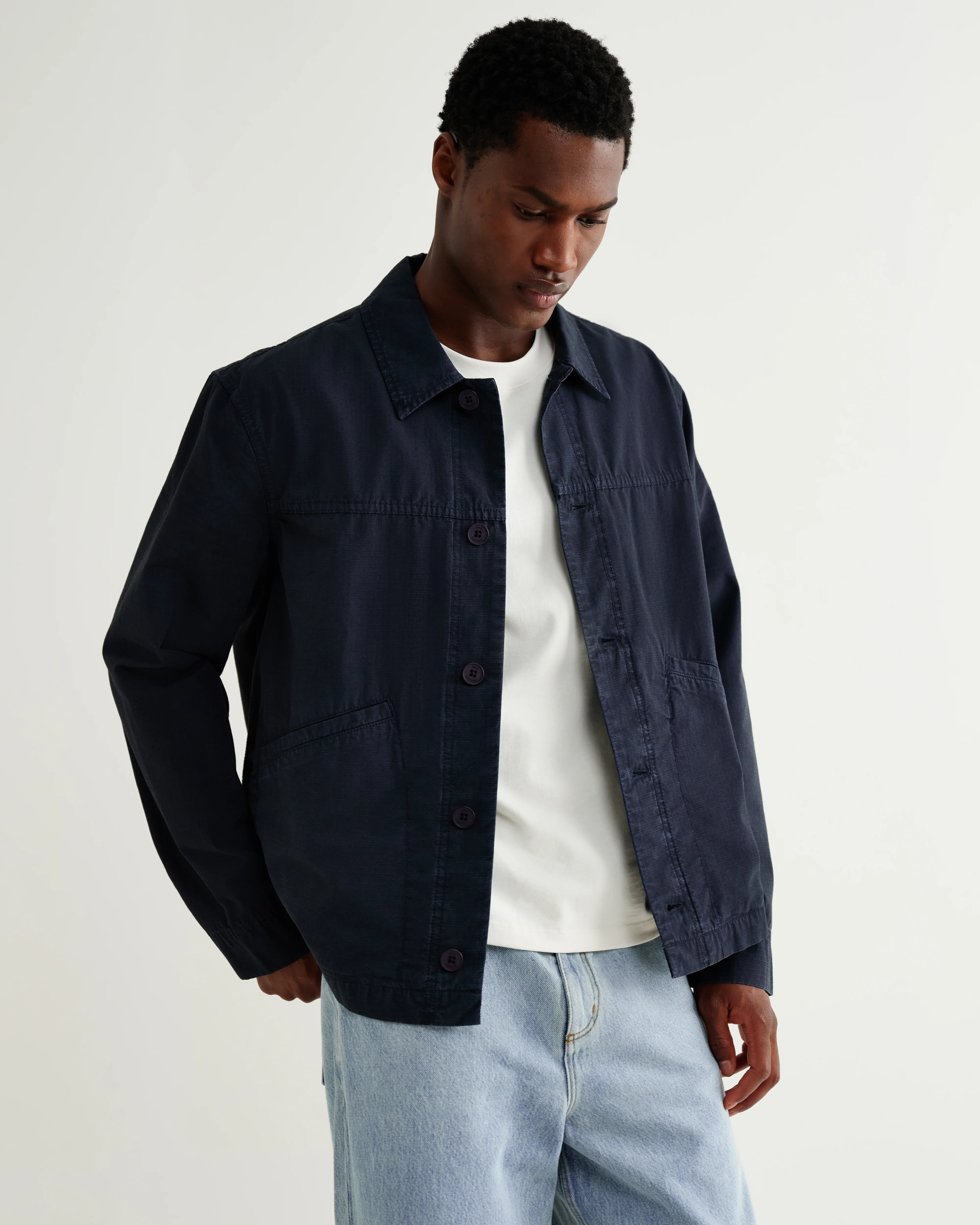 Barton - Navy Organic Cotton Ripstop Jacket - Image 2