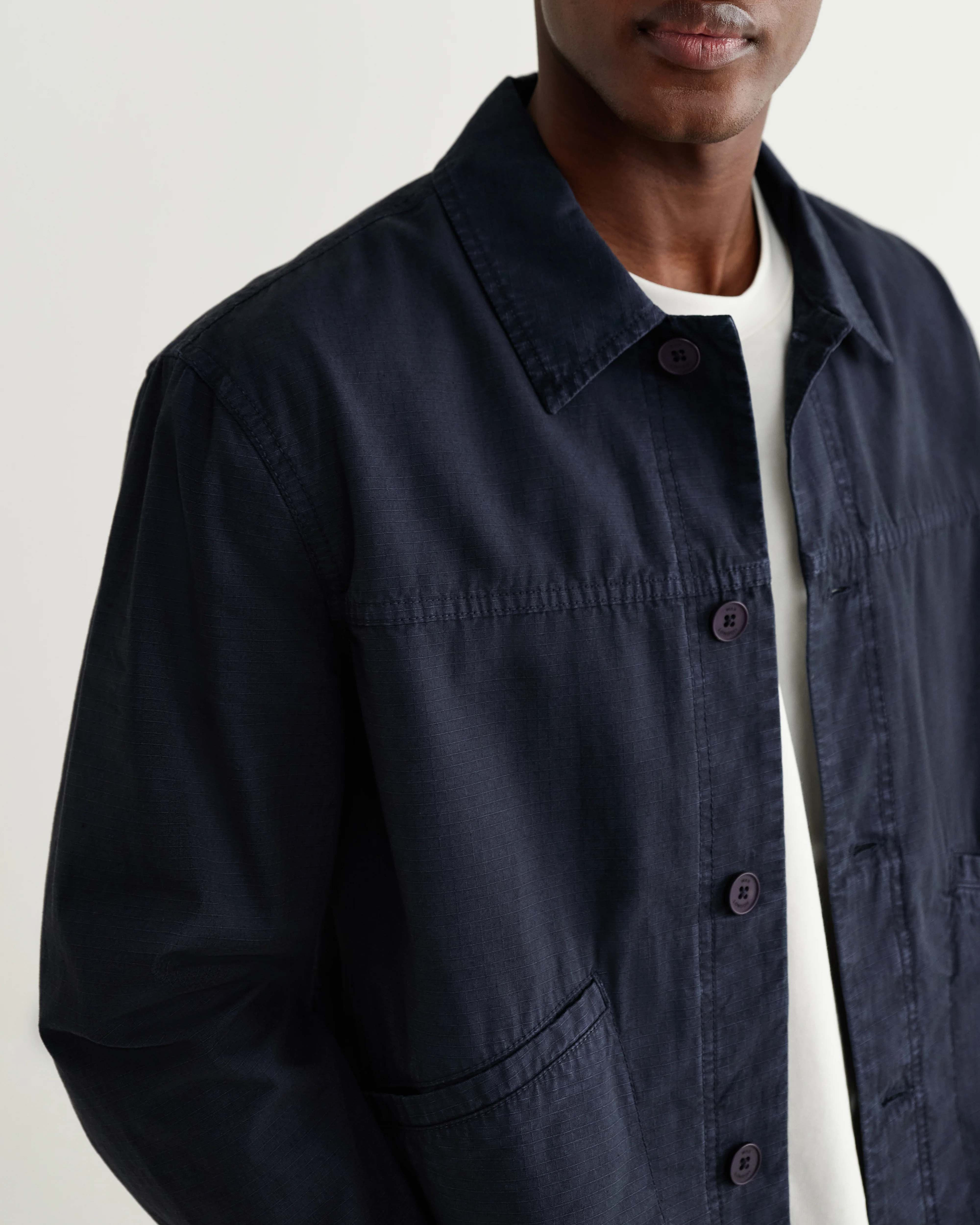 Barton - Navy Organic Cotton Ripstop Jacket - Image 3