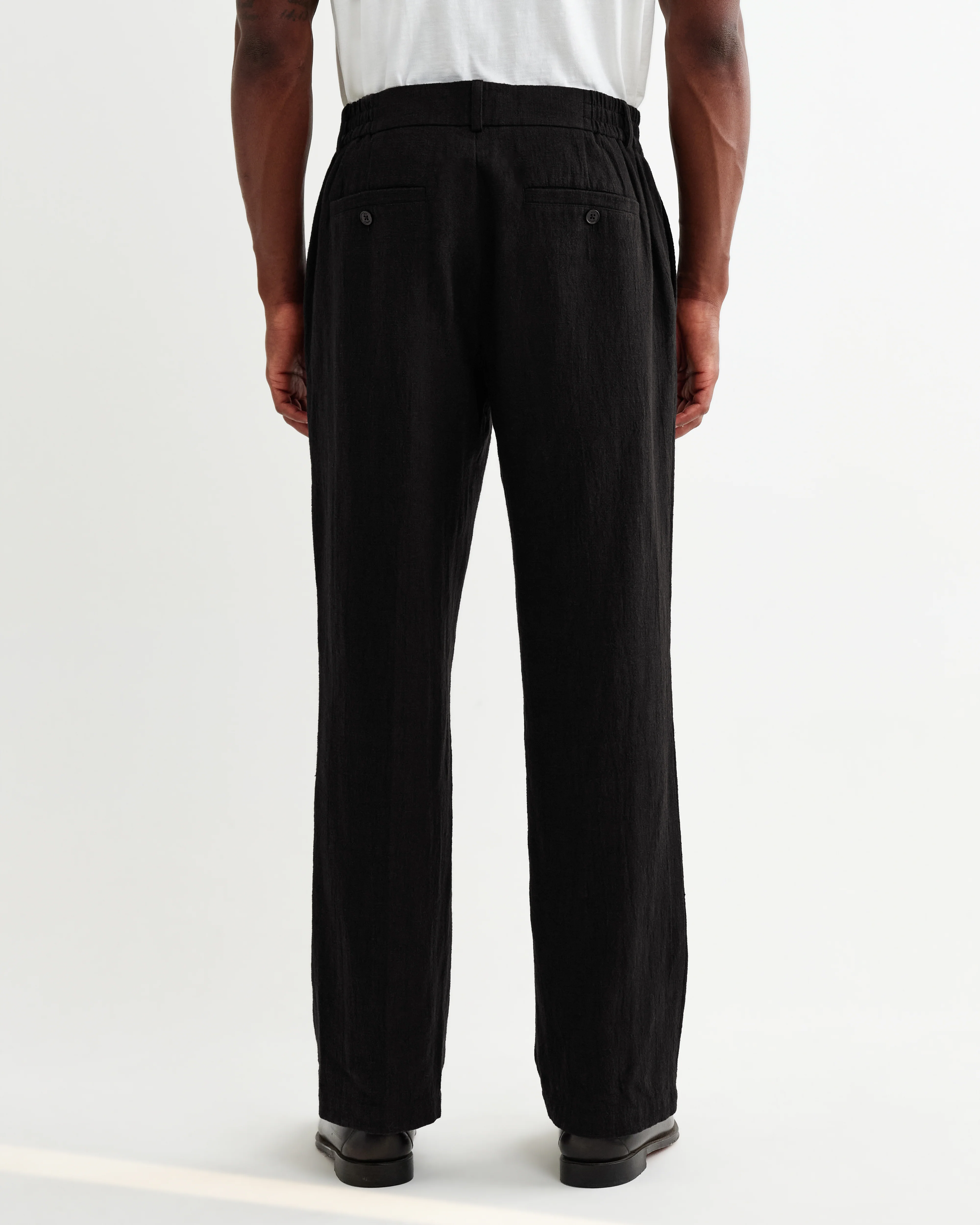 Bayham - Black Linen-Cotton Relaxed Fit Trousers - Image 6