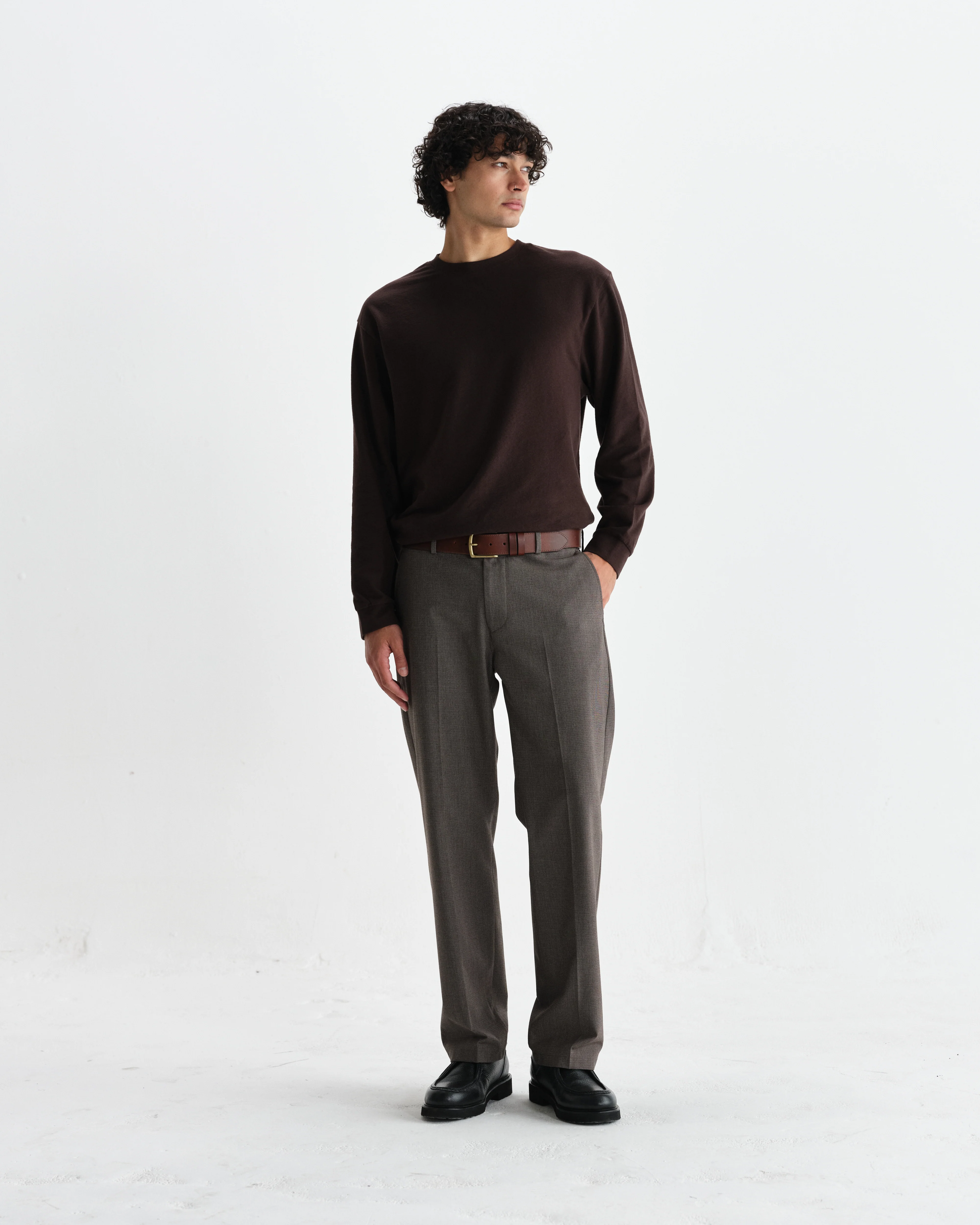Bayham - Brown Micro Puppytooth Trousers - Image 3