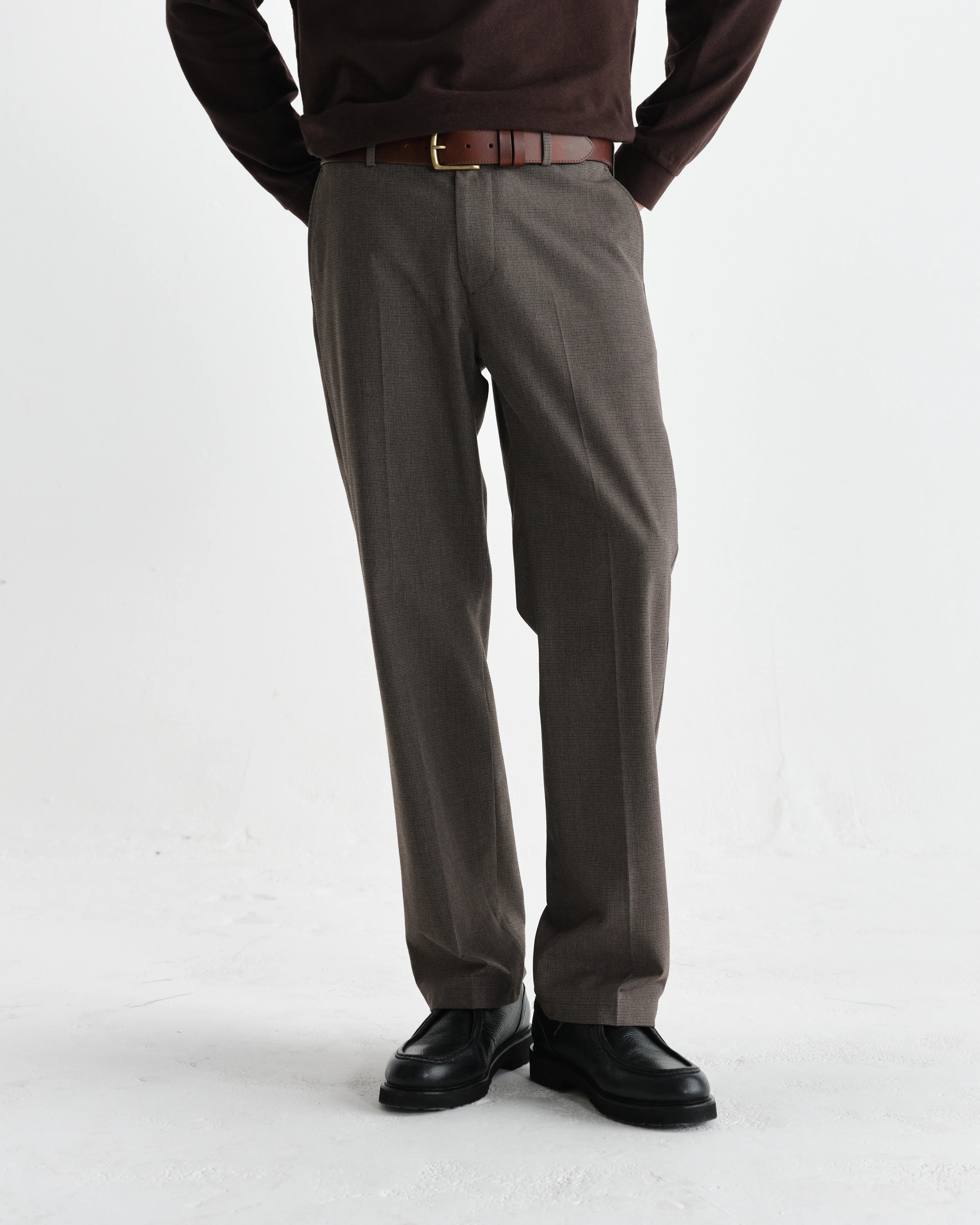 Bayham - Brown Micro Puppytooth Trousers - Image 4