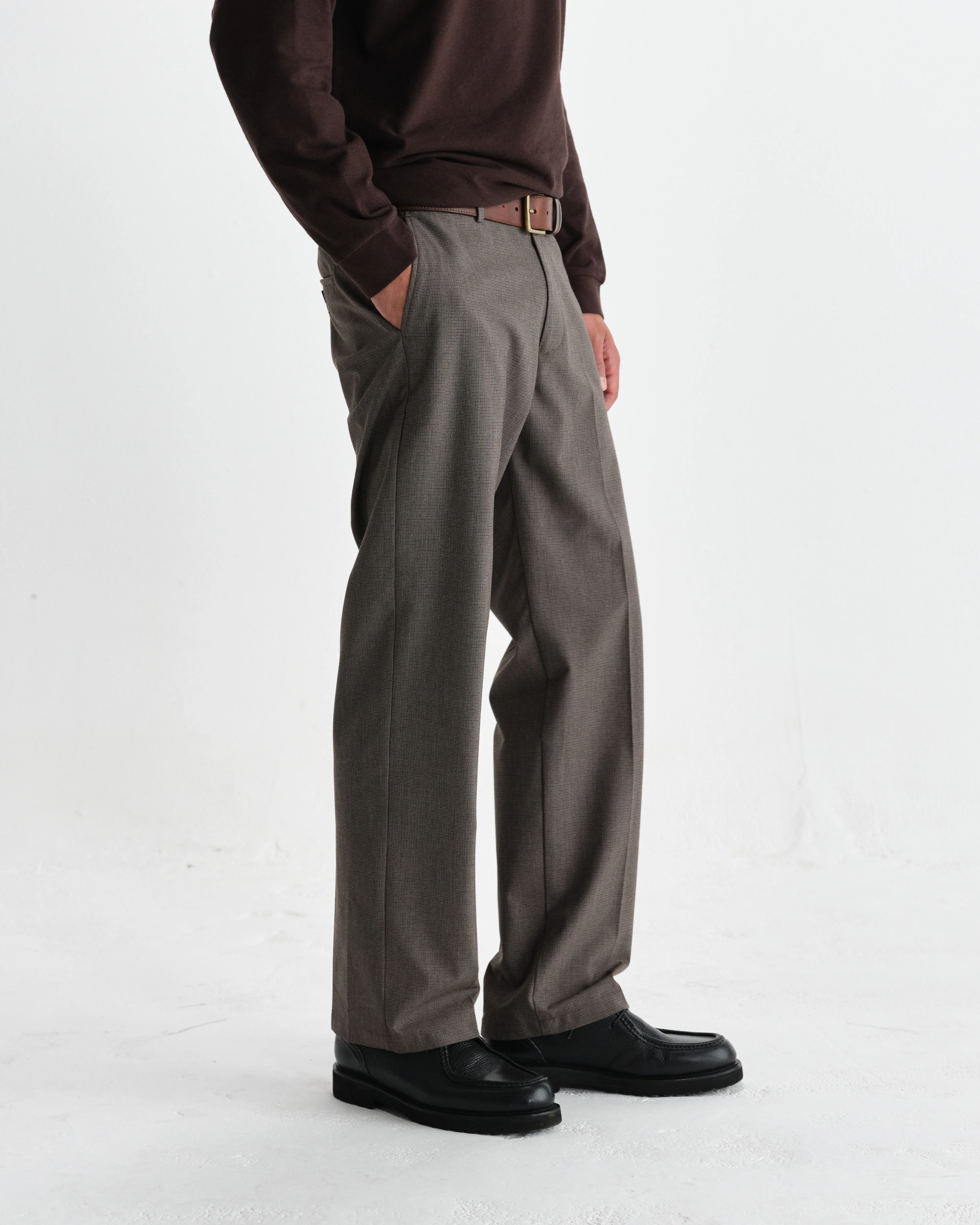 Bayham - Brown Micro Puppytooth Trousers - Image 5