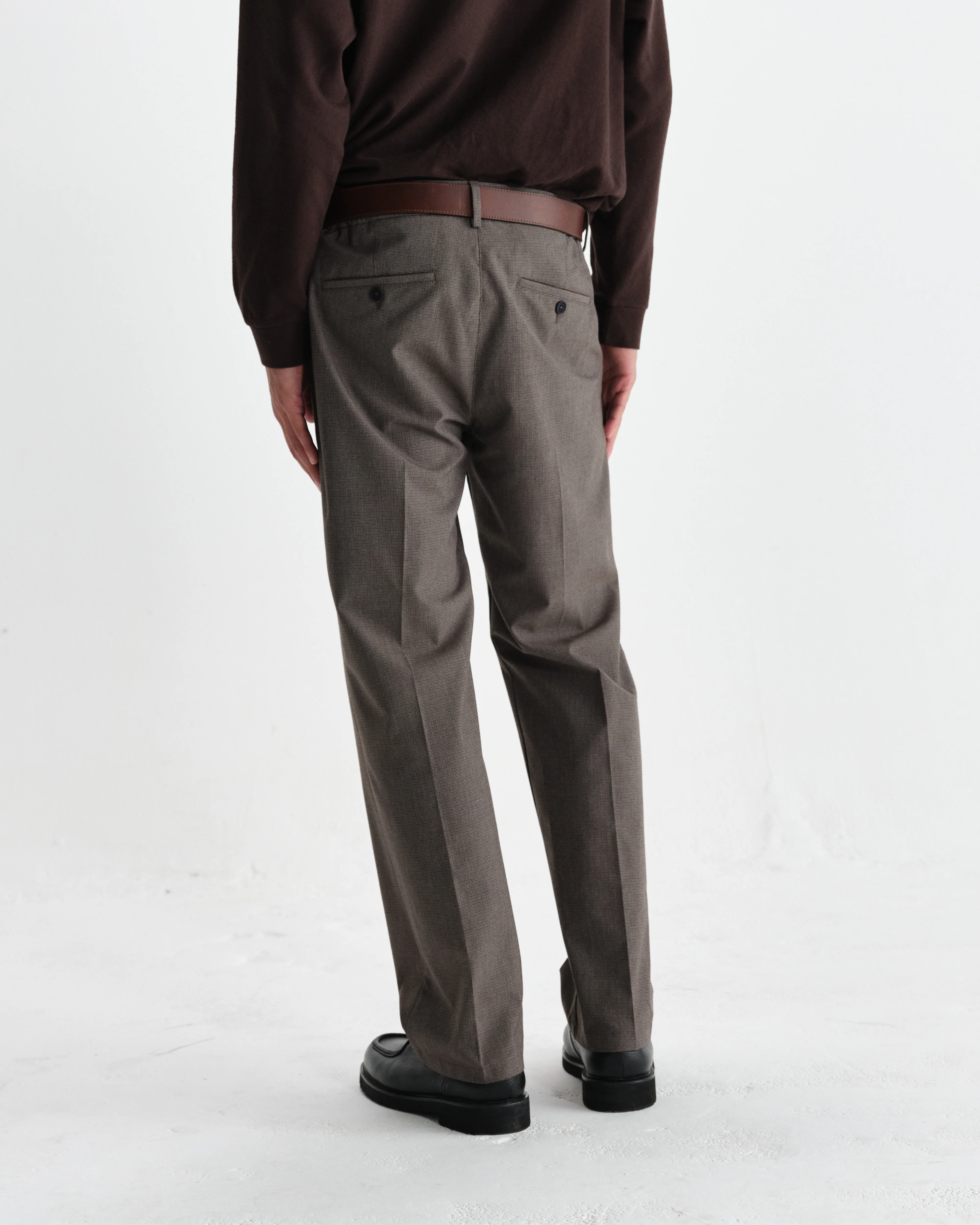 Bayham - Brown Micro Puppytooth Trousers - Image 6