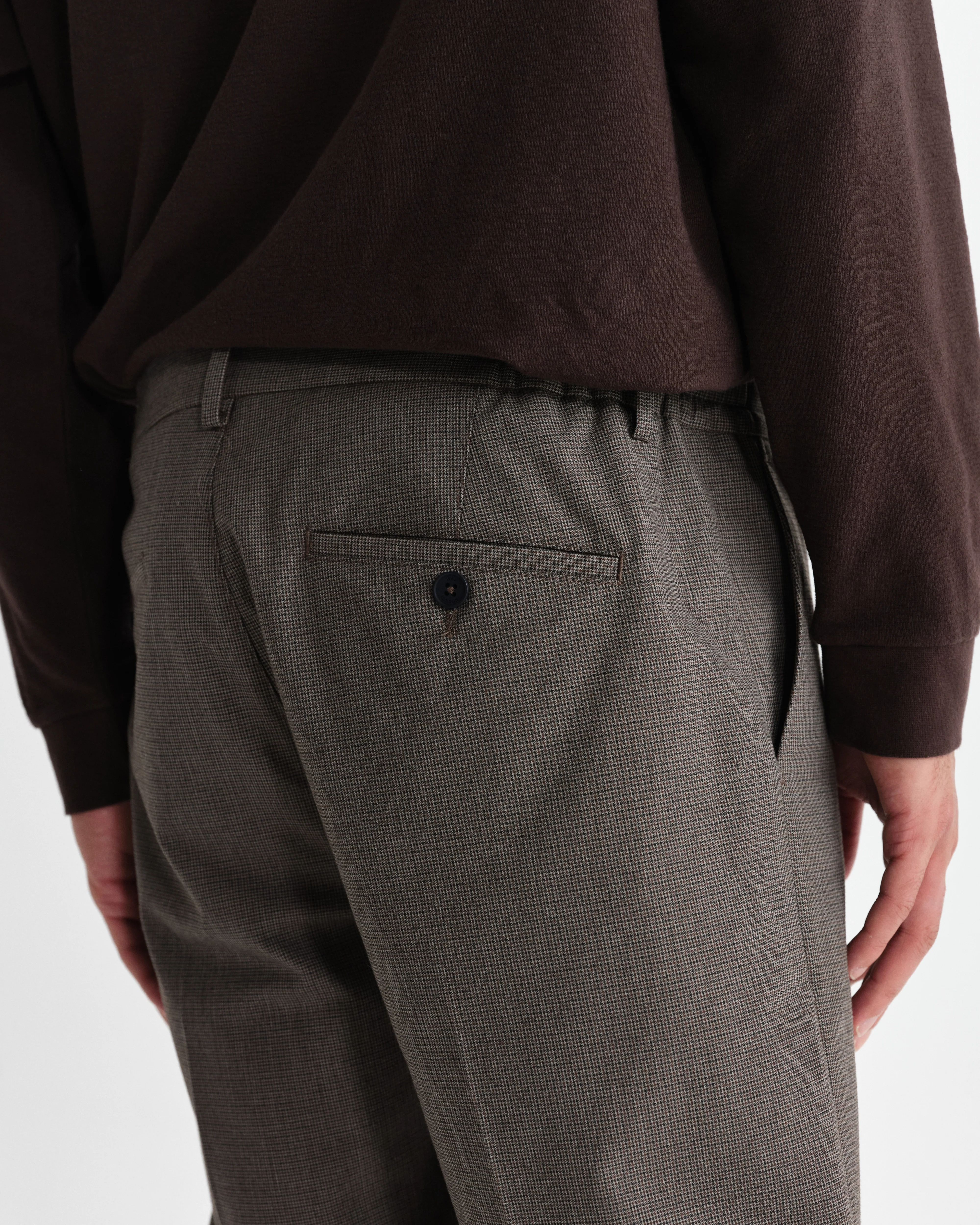 Bayham - Brown Micro Puppytooth Trousers - Image 7