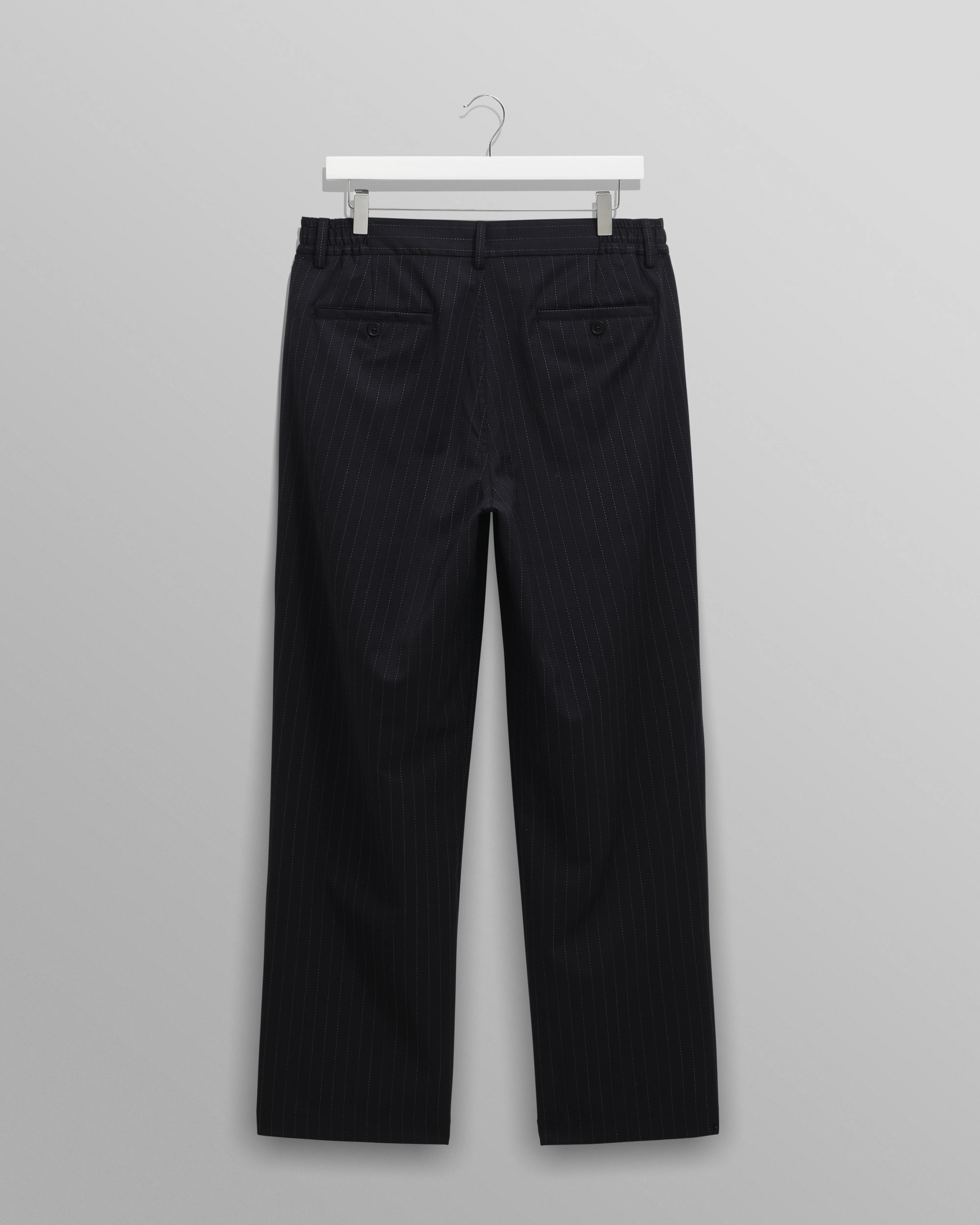 Bayham - Navy Wool Blend Pinstripe Trousers - Image 8