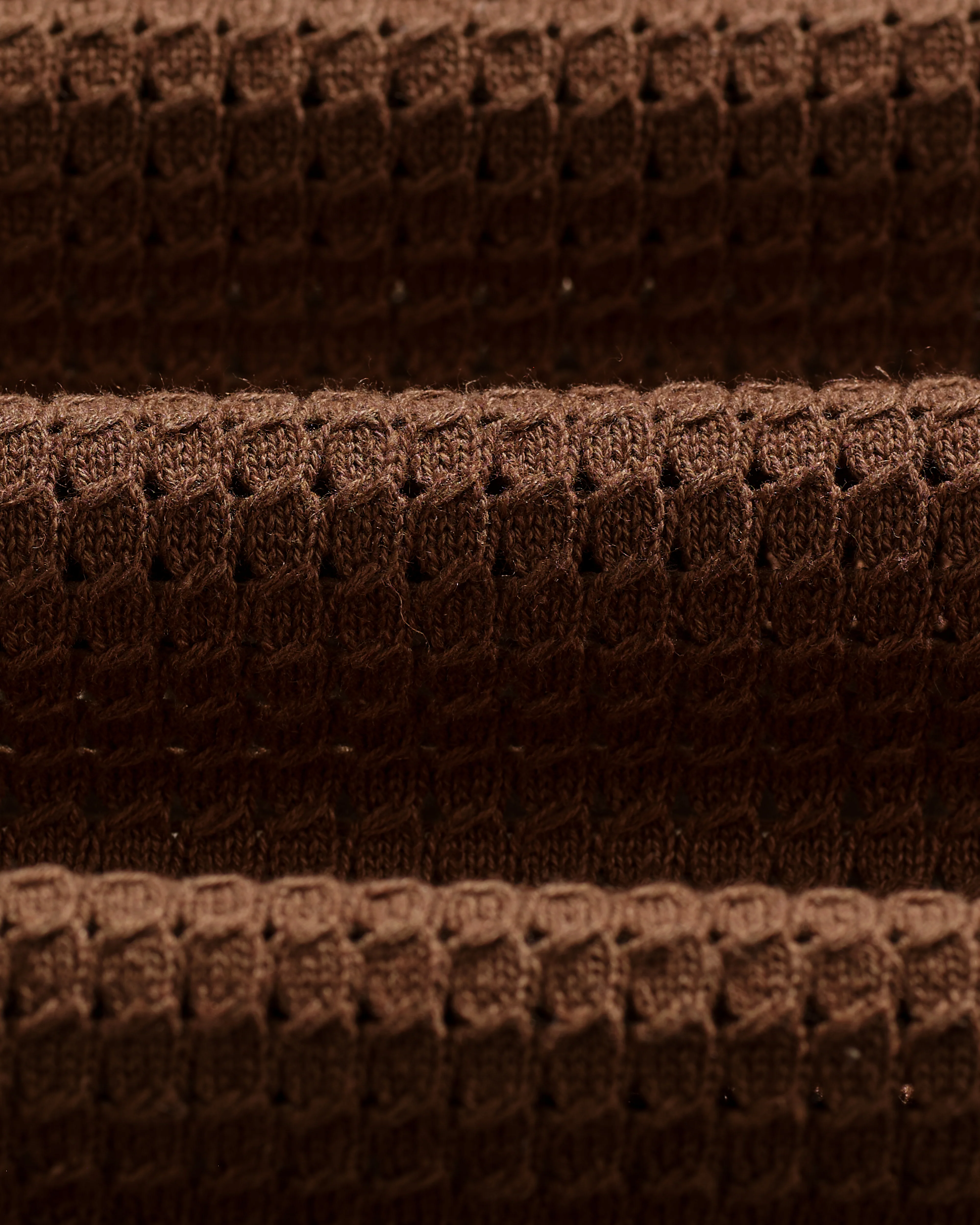 Belle - Dark Brown Tipped Pointelle Polo Shirt - Image 10