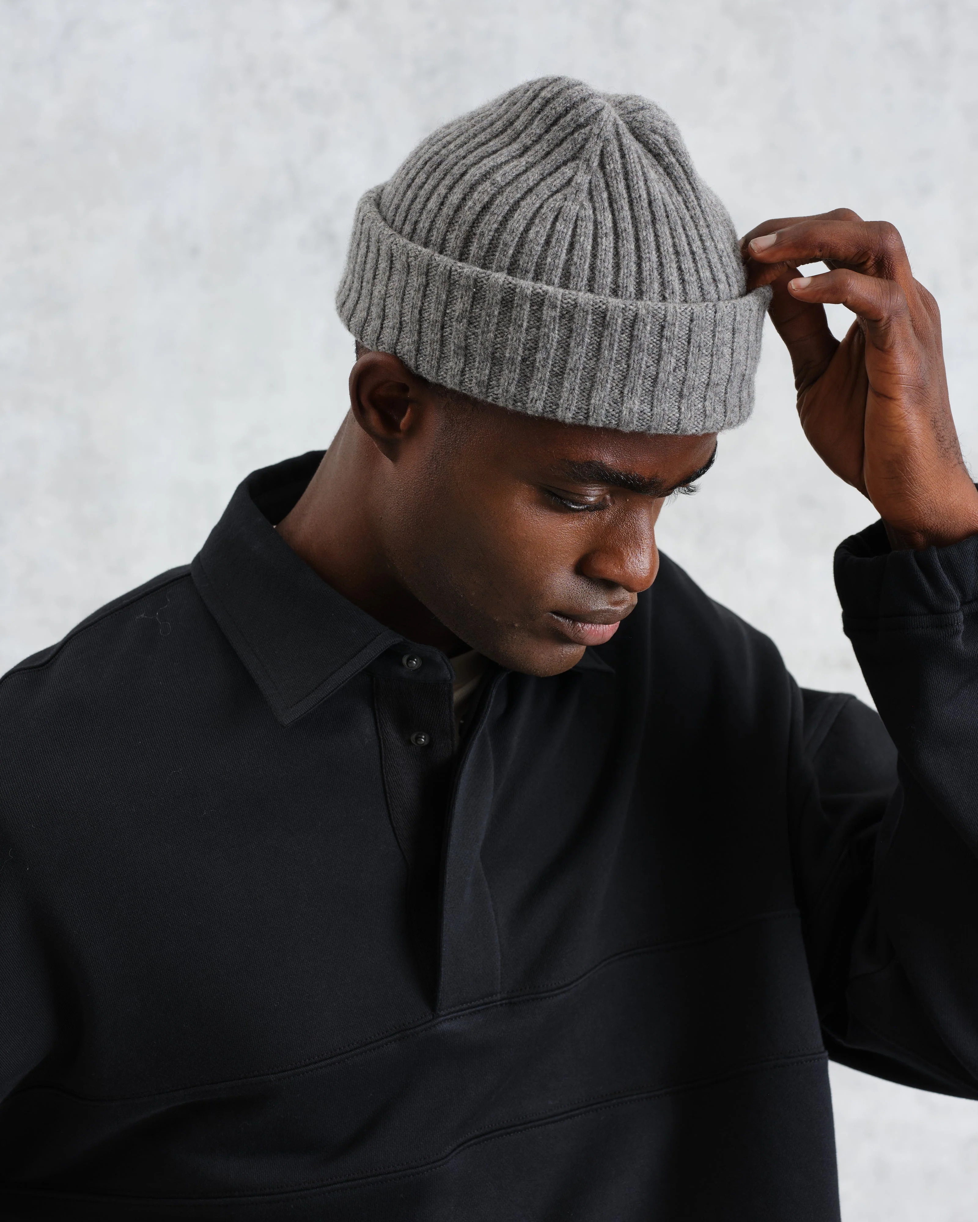 Belvoir - Grey Wool Fisherman Beanie - Image 2