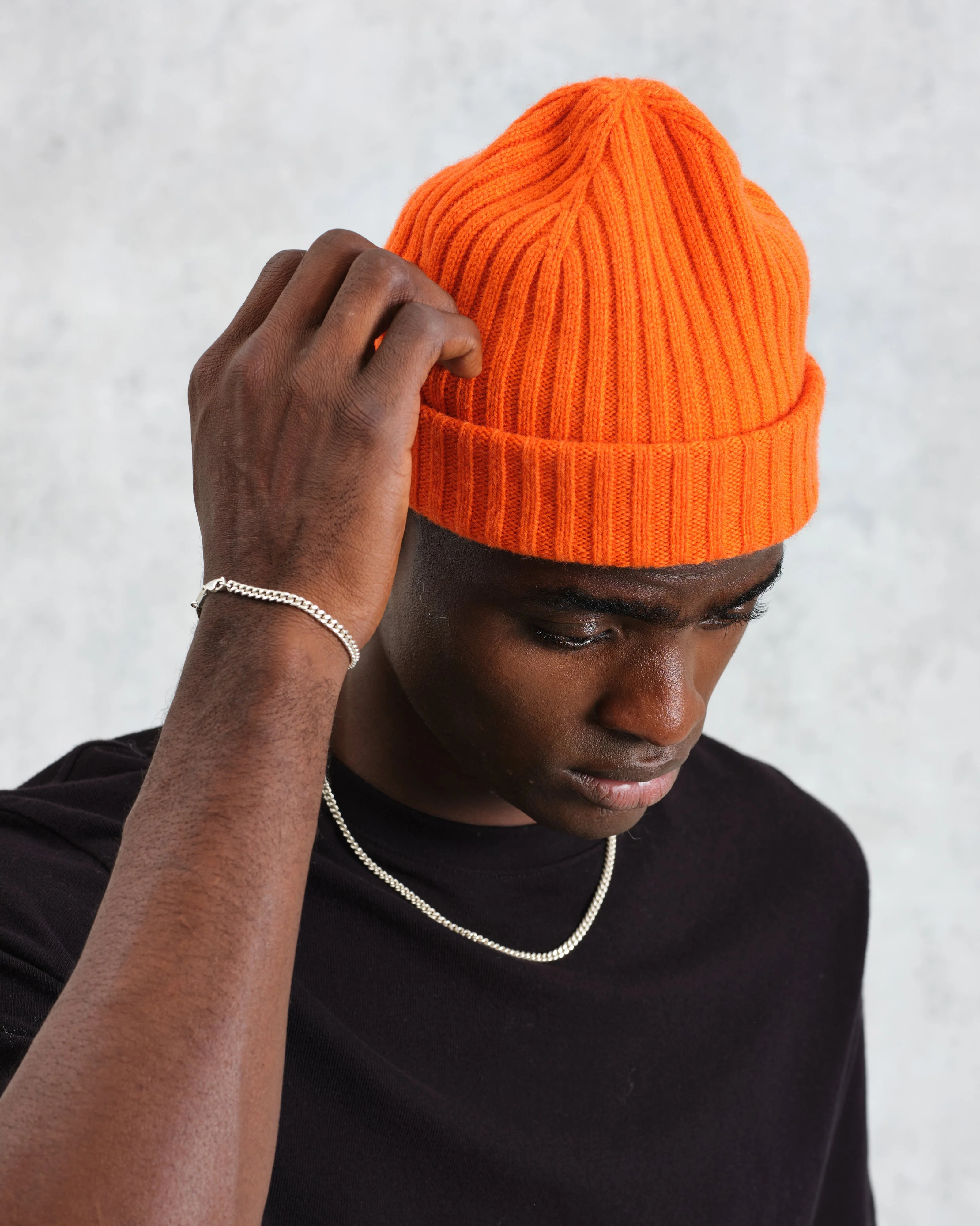 Belvoir - Orange Wool Fisherman Beanie - Image 3
