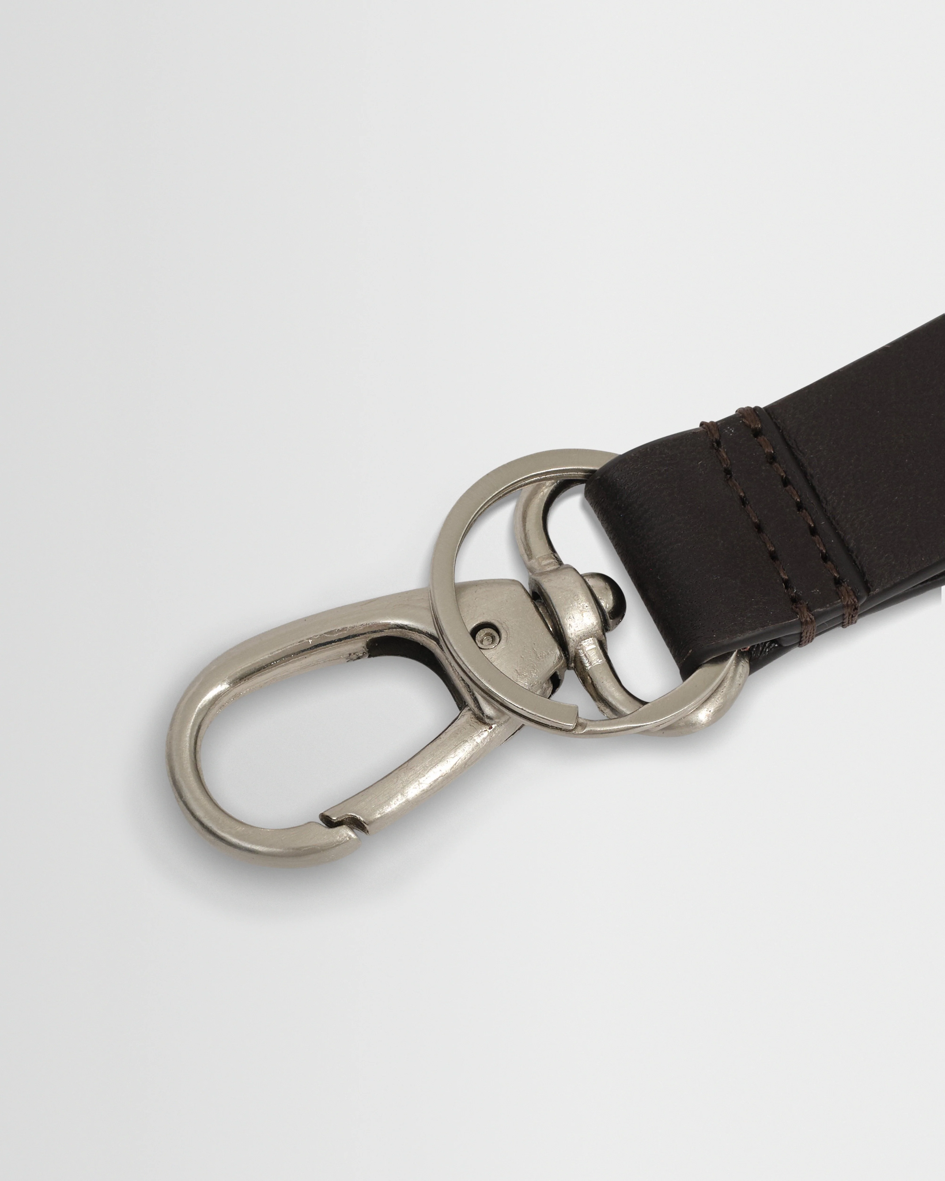 Boston - Dark Brown Retro Grain Leather Keyring - Image 3