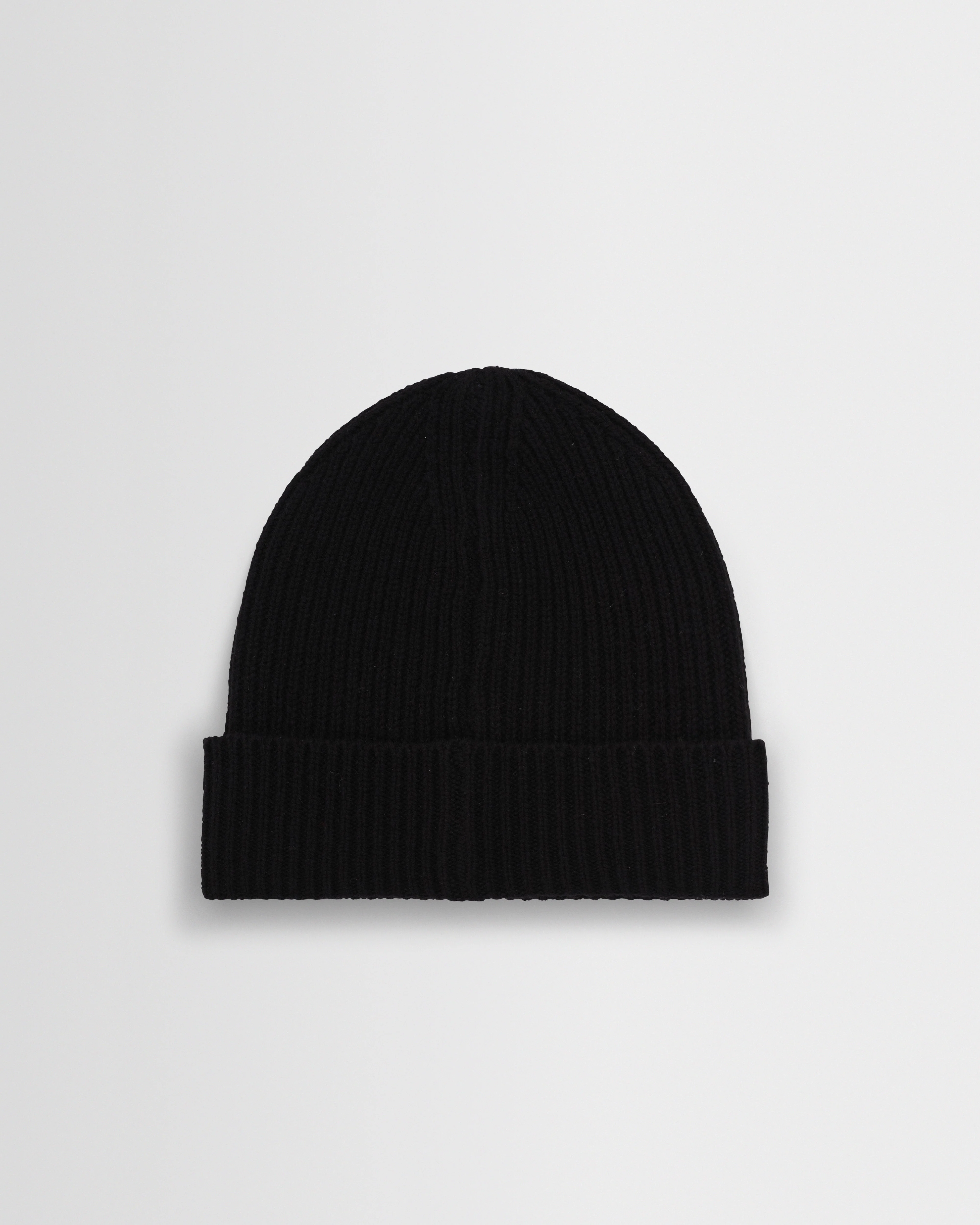 Brook - Black Single Rib Wool Beanie