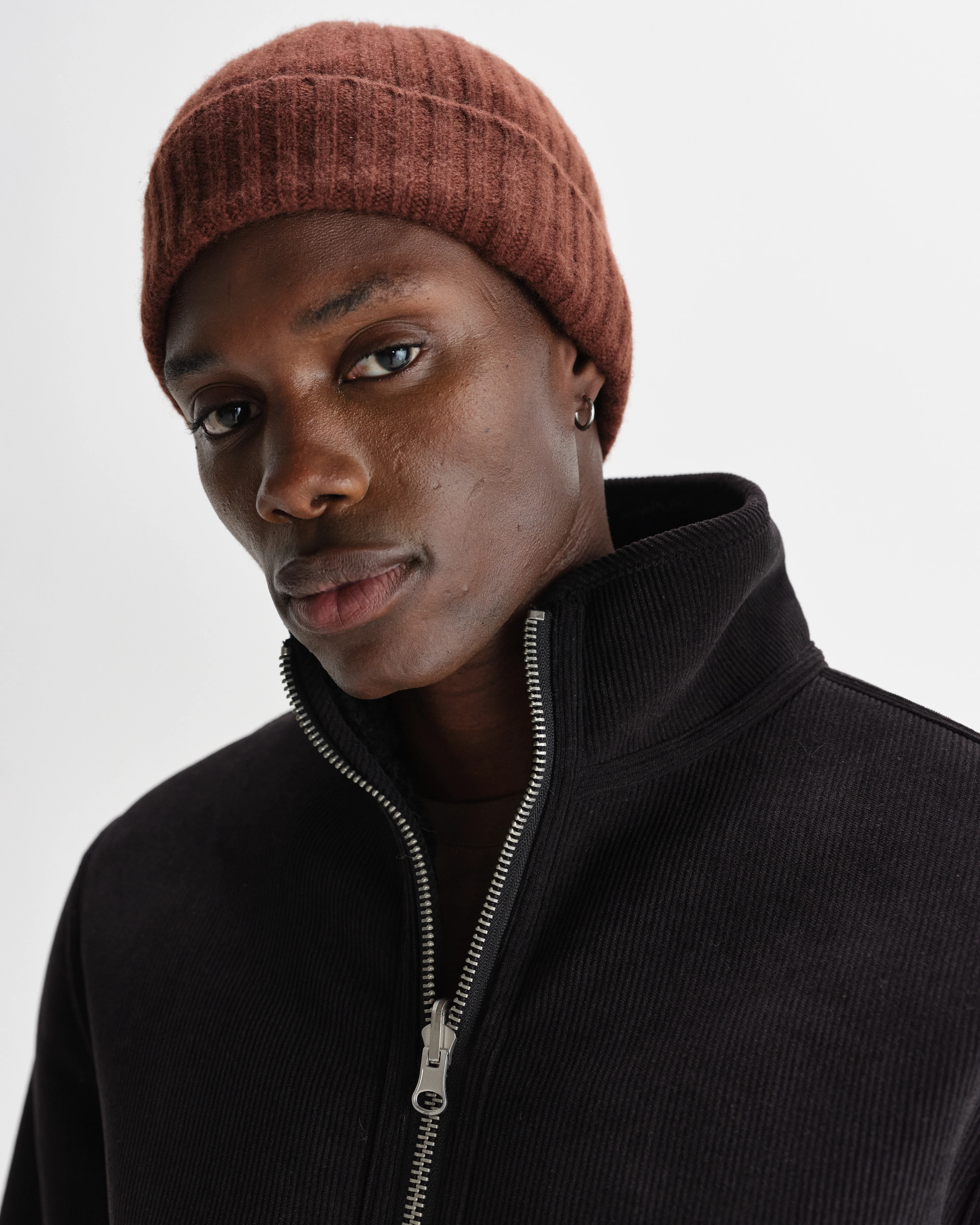 Brook - Brown Single Rib Wool Beanie - Image 2