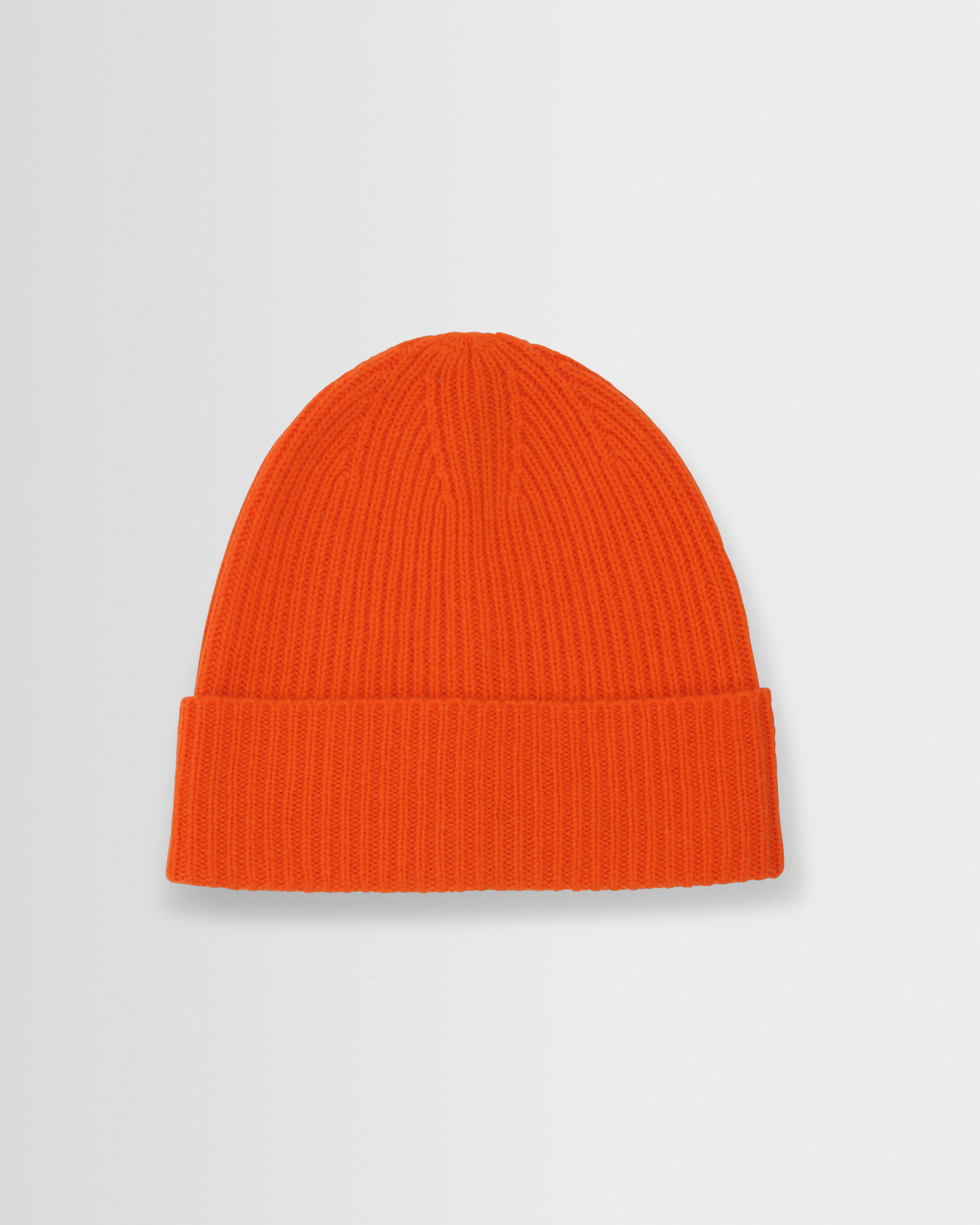 Brook - Orange Single Rib Wool Beanie