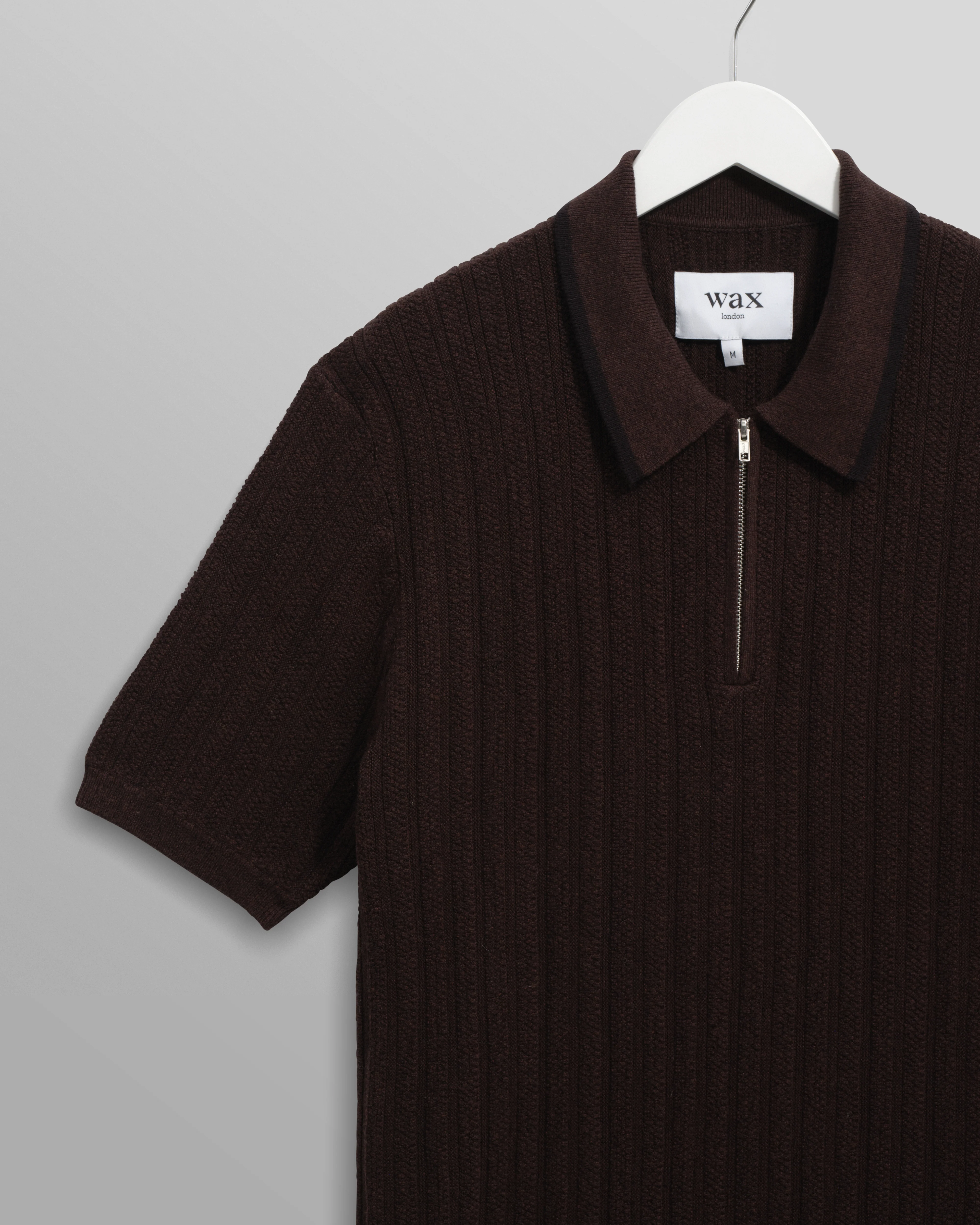 Bury - Dark Brown Stripe Zip Polo - Image 7