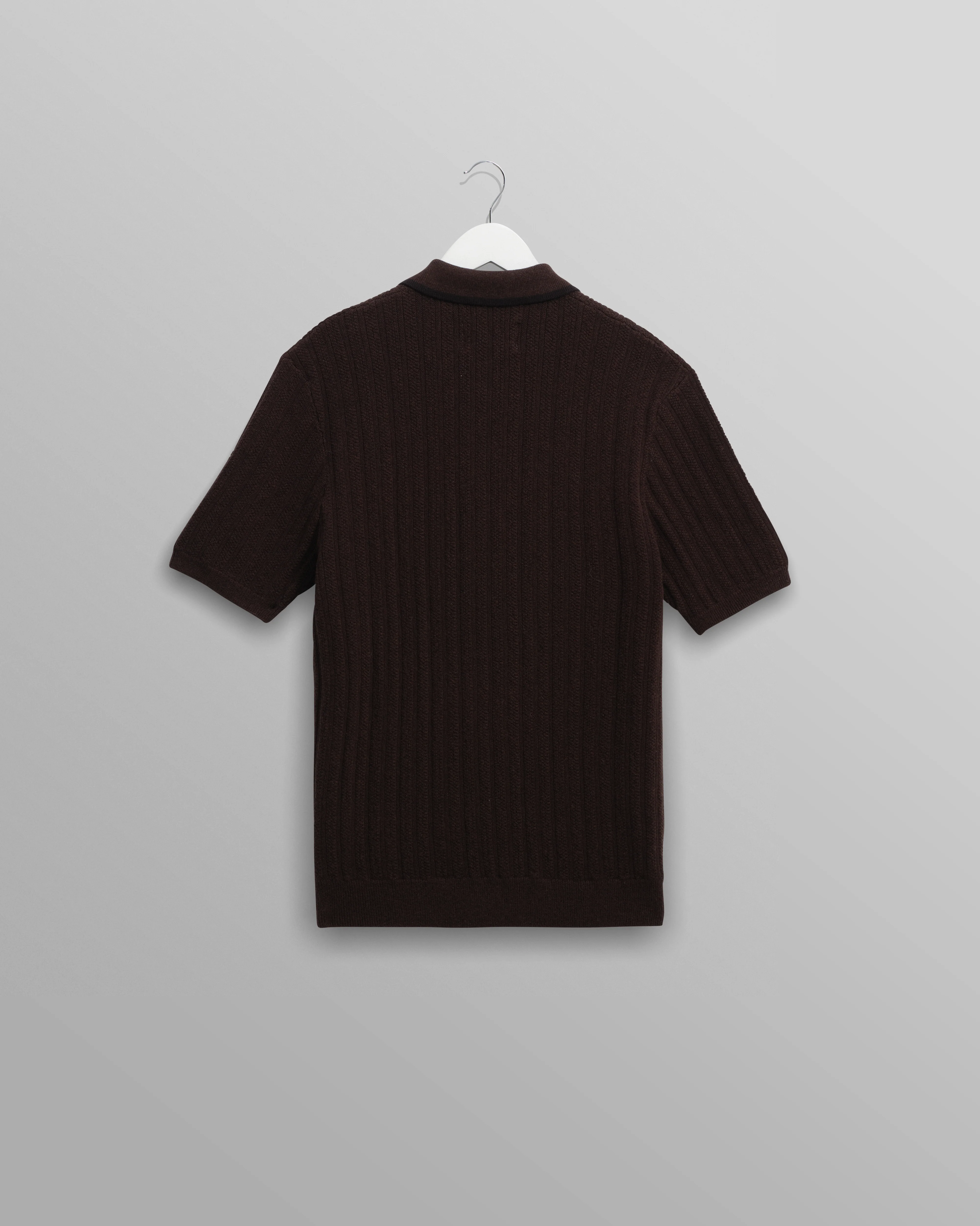 Bury - Dark Brown Stripe Zip Polo - Image 8