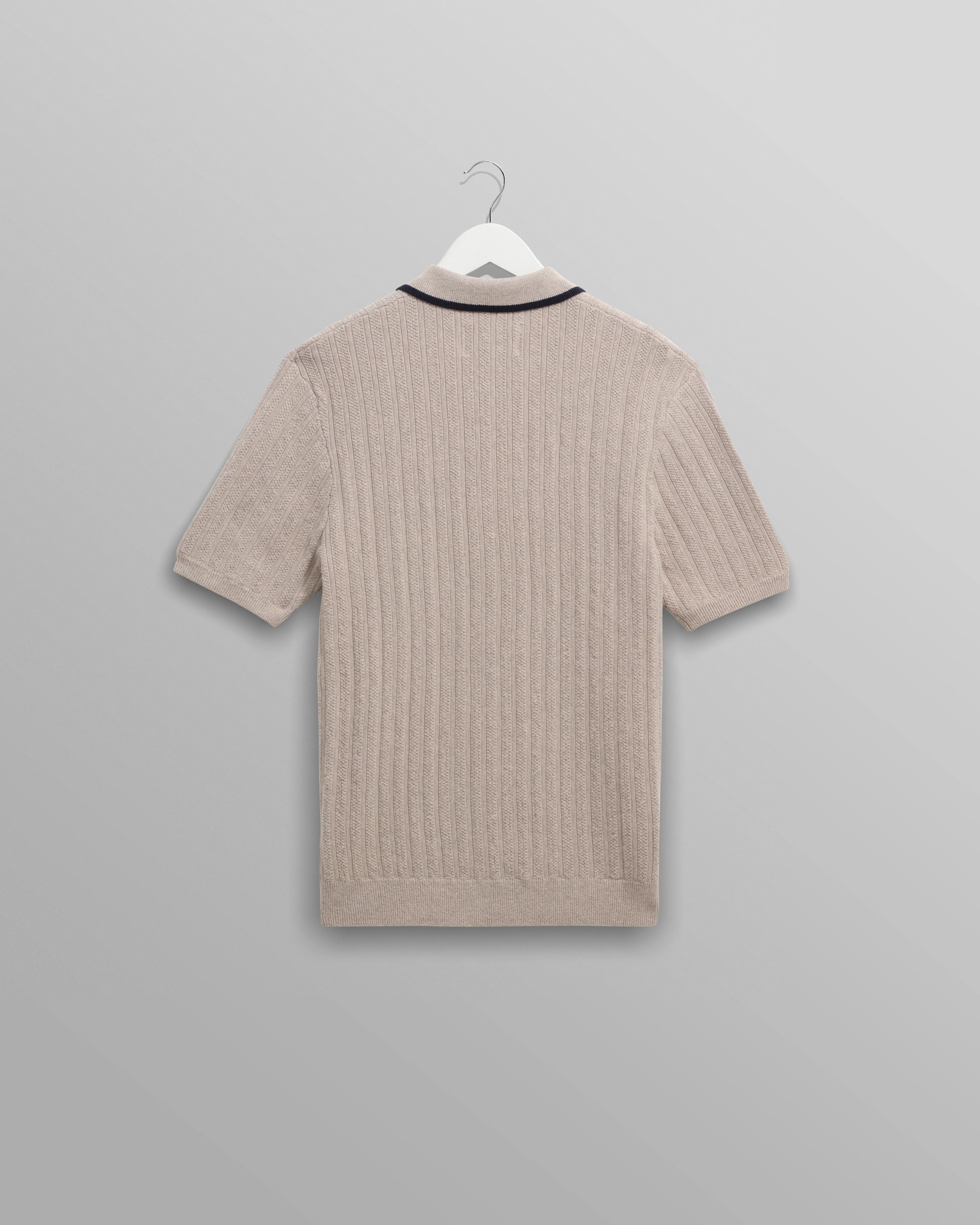 Bury - Natural Melange Stripe Zip Polo - Image 8