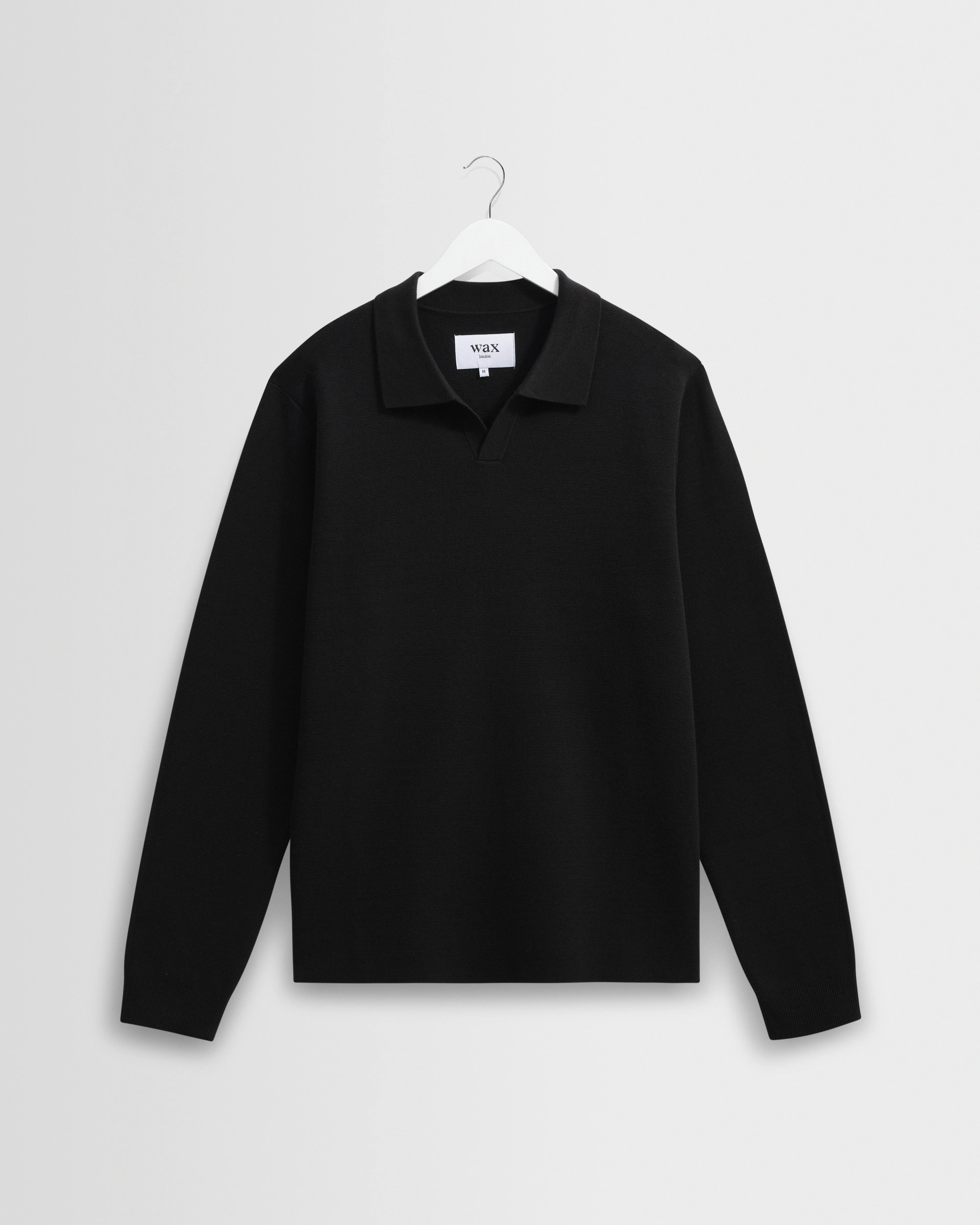Carter - Black Open Collar Milano Knit Polo