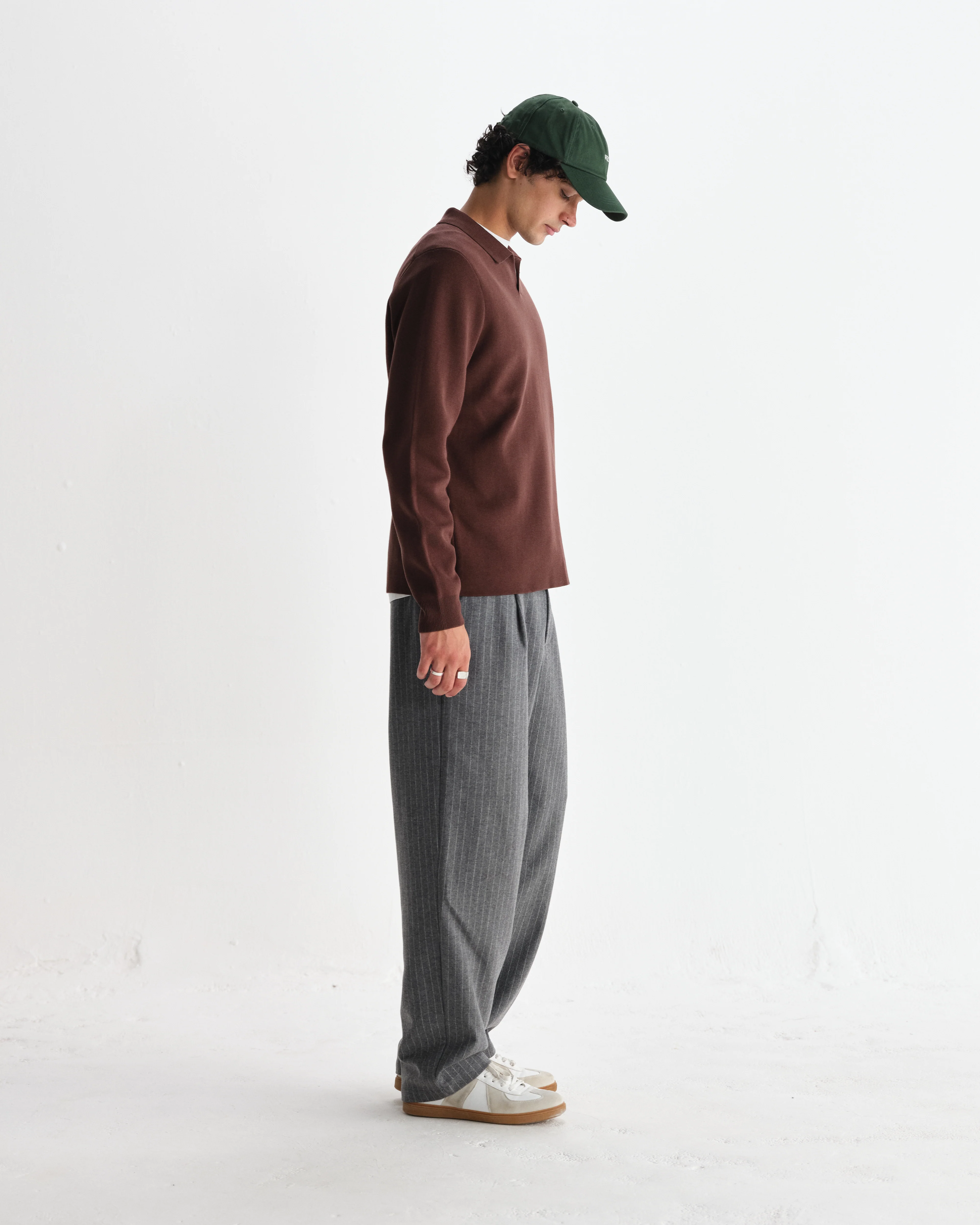 Carter - Brown Open Collar Milano Knit Polo - Image 5