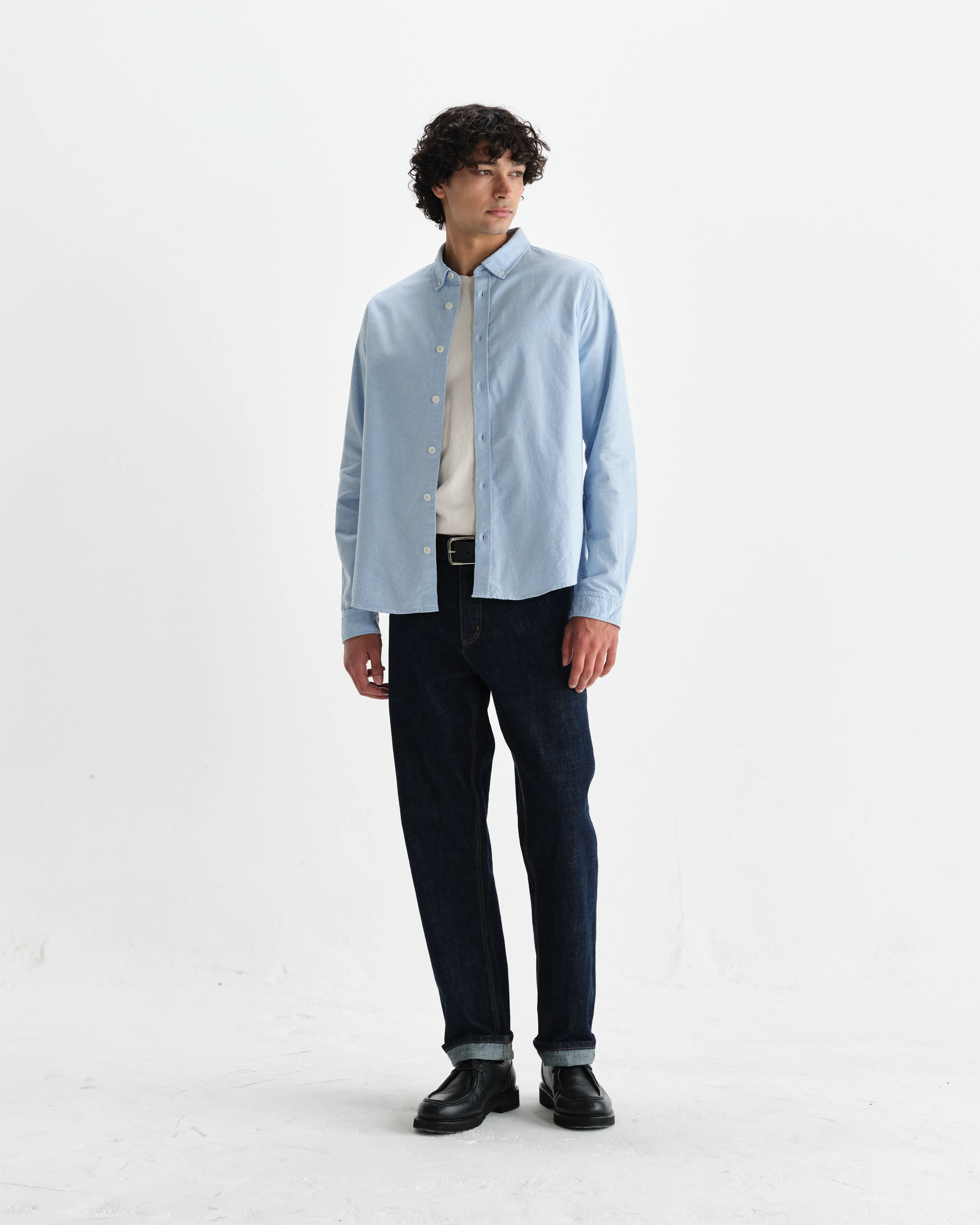Caspian - Pale Blue Cotton Oxford Shirt - Image 4