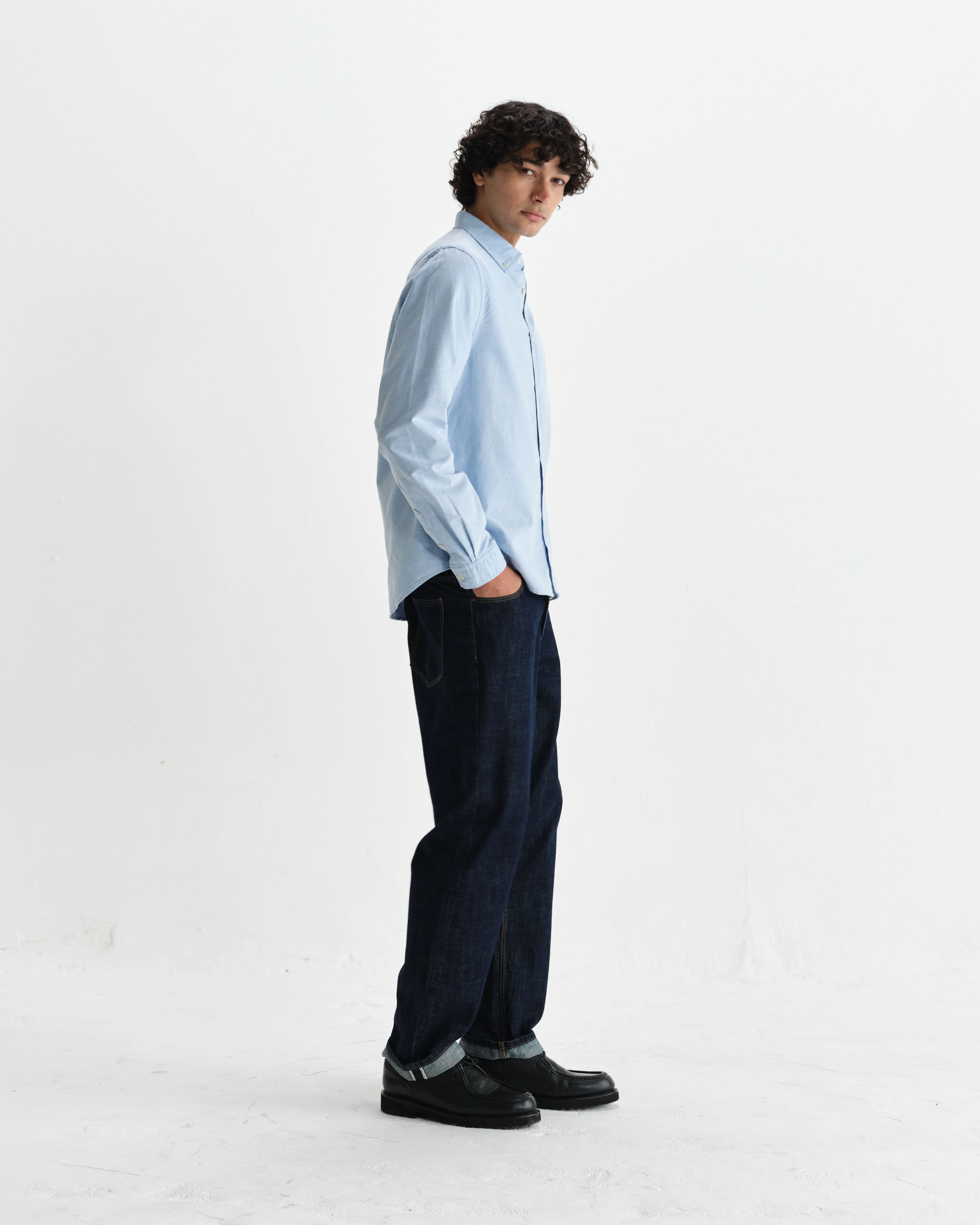 Caspian - Pale Blue Cotton Oxford Shirt - Image 5