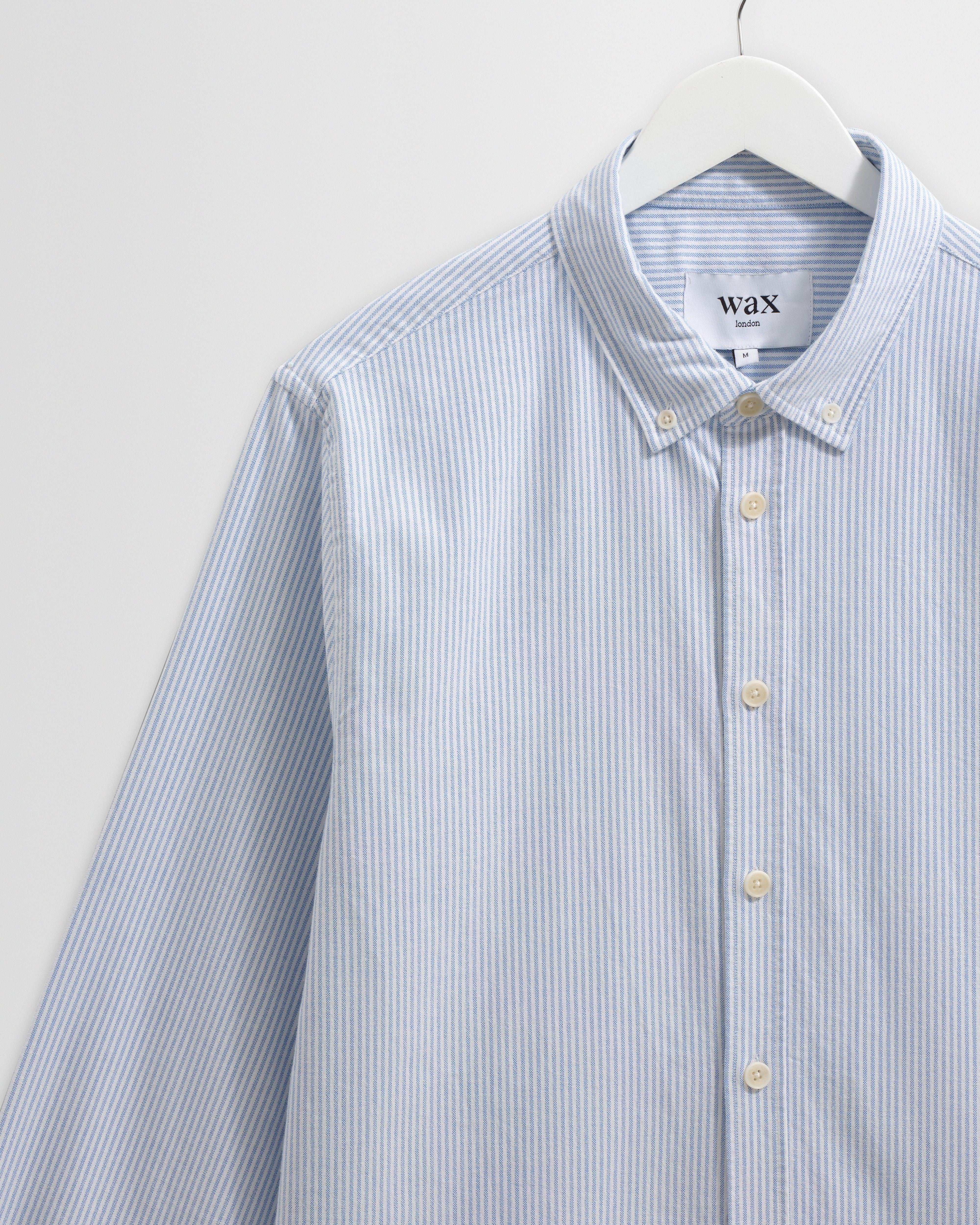 Caspian - White And Blue Stripe Cotton Oxford Shirt - Image 7