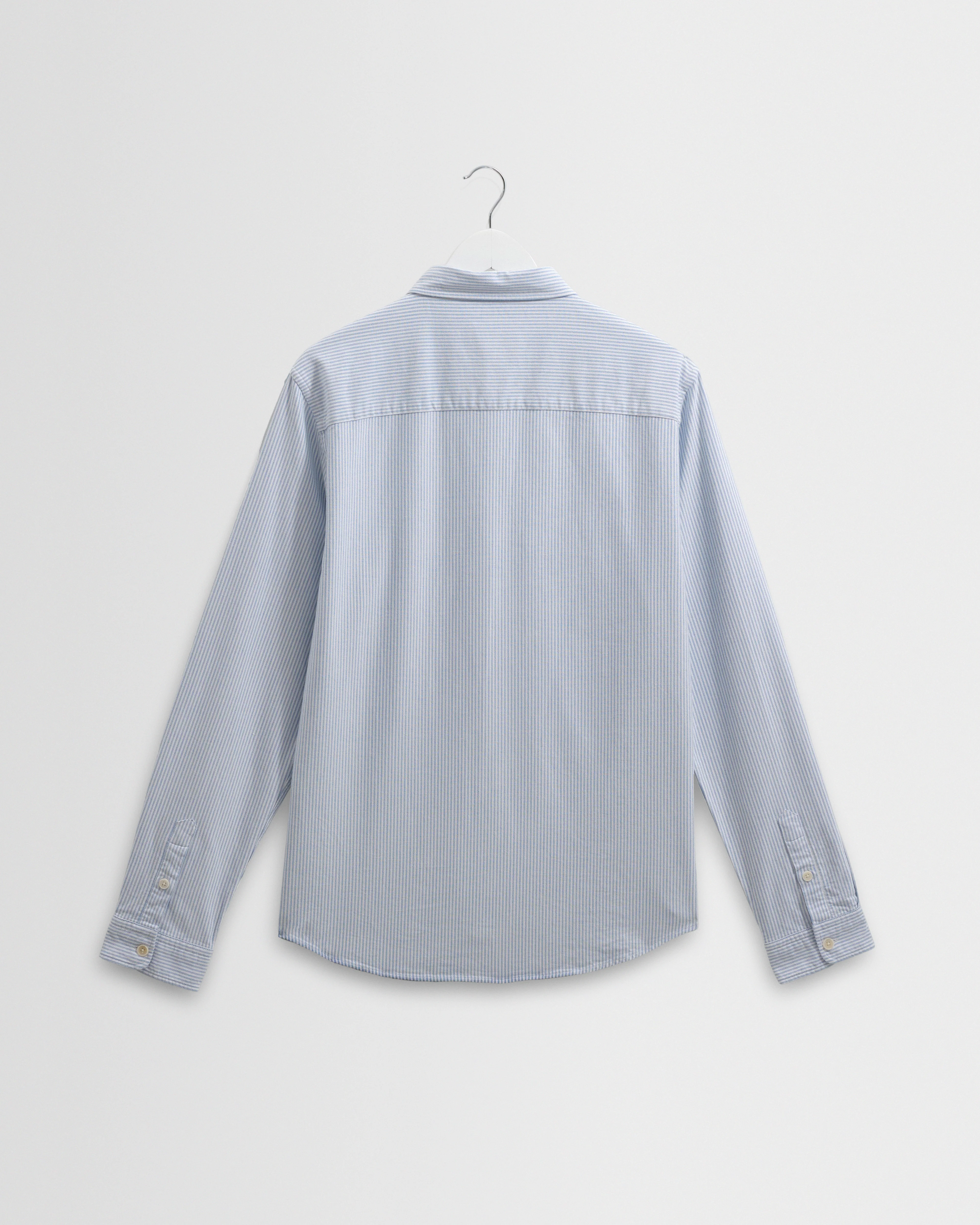 Caspian - White And Blue Stripe Cotton Oxford Shirt - Image 8