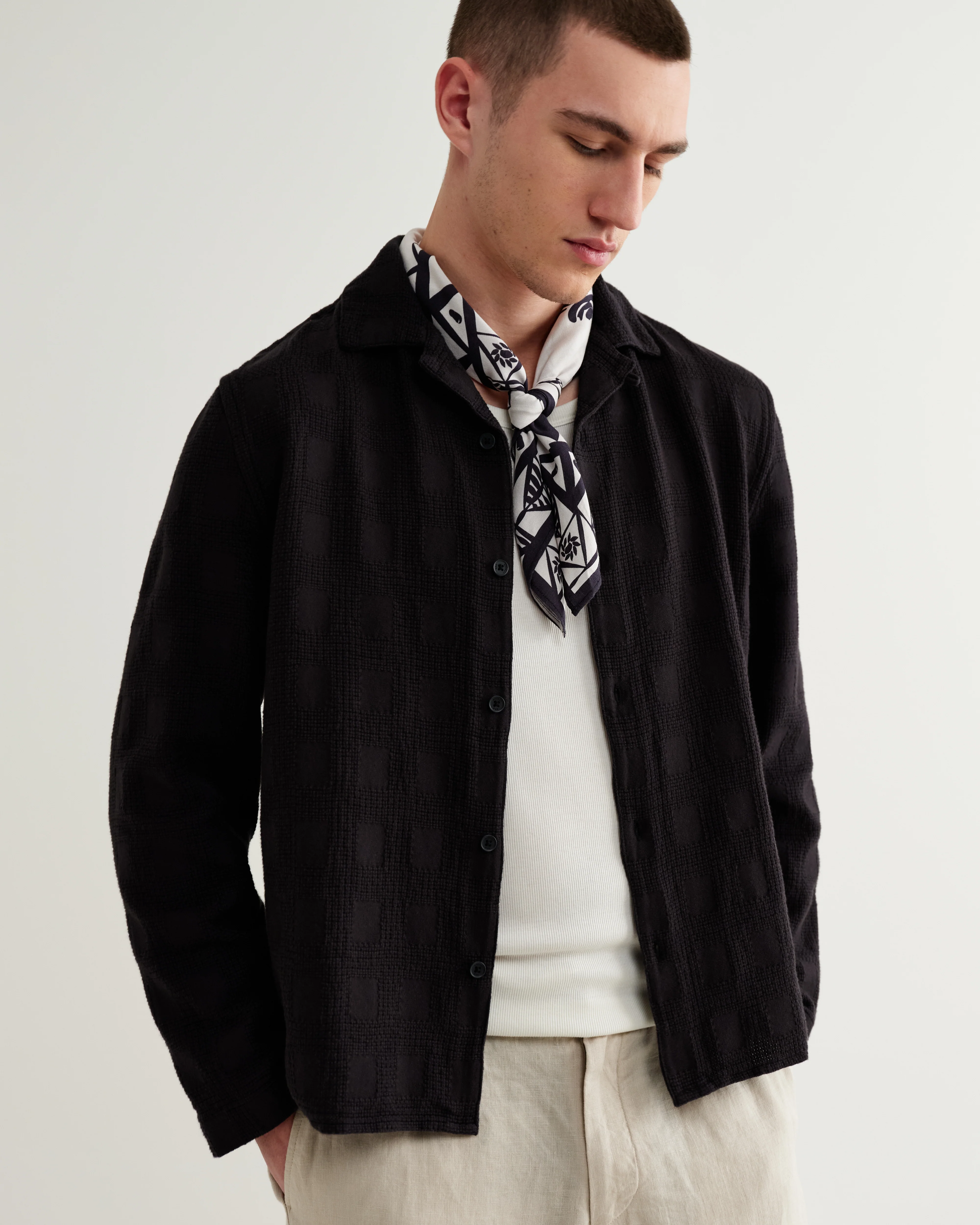 Corey - Black Dobby Check Cotton Shirt - Image 2