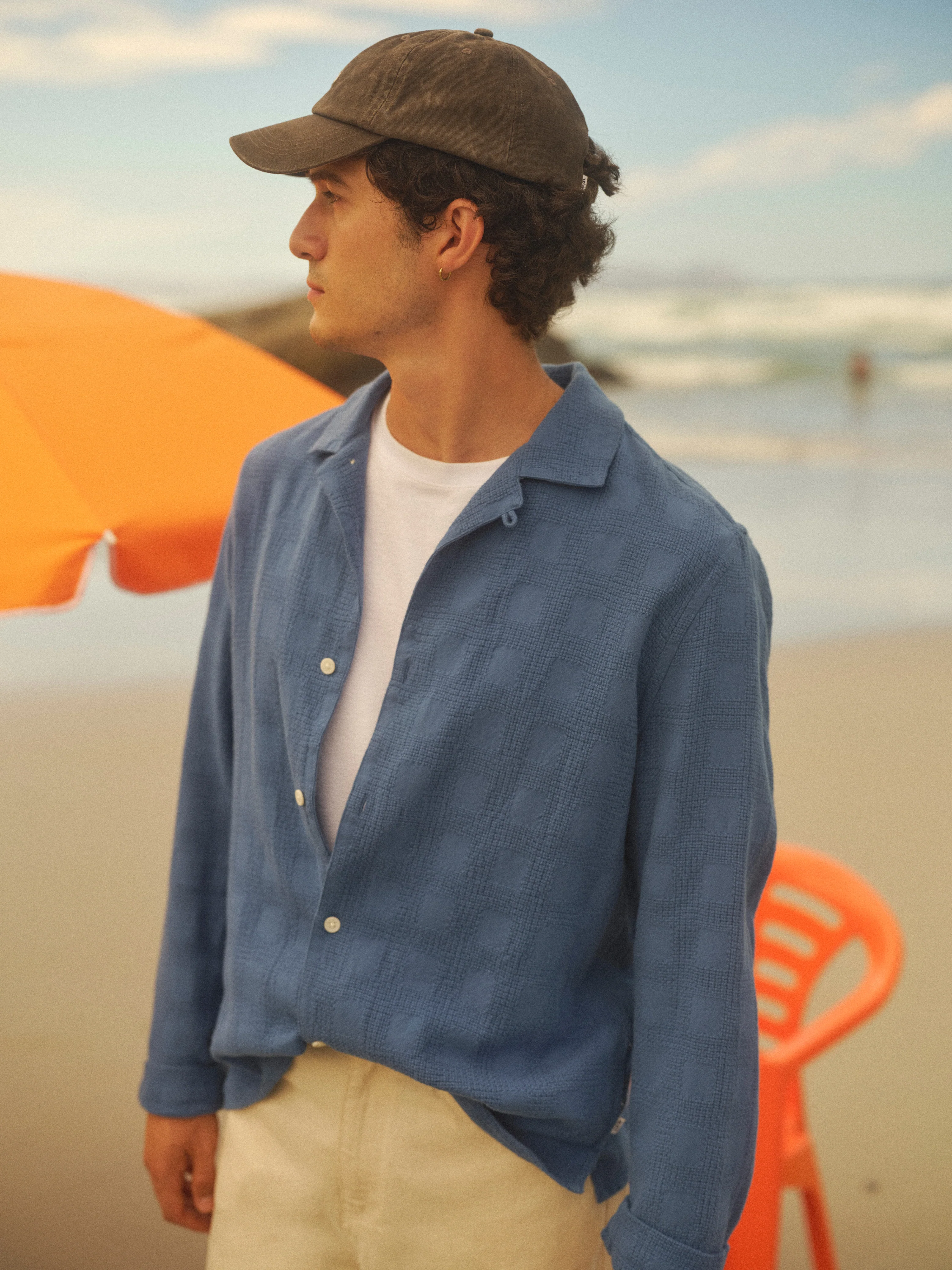 Corey - Blue Dobby Check Cotton Shirt - Image 3