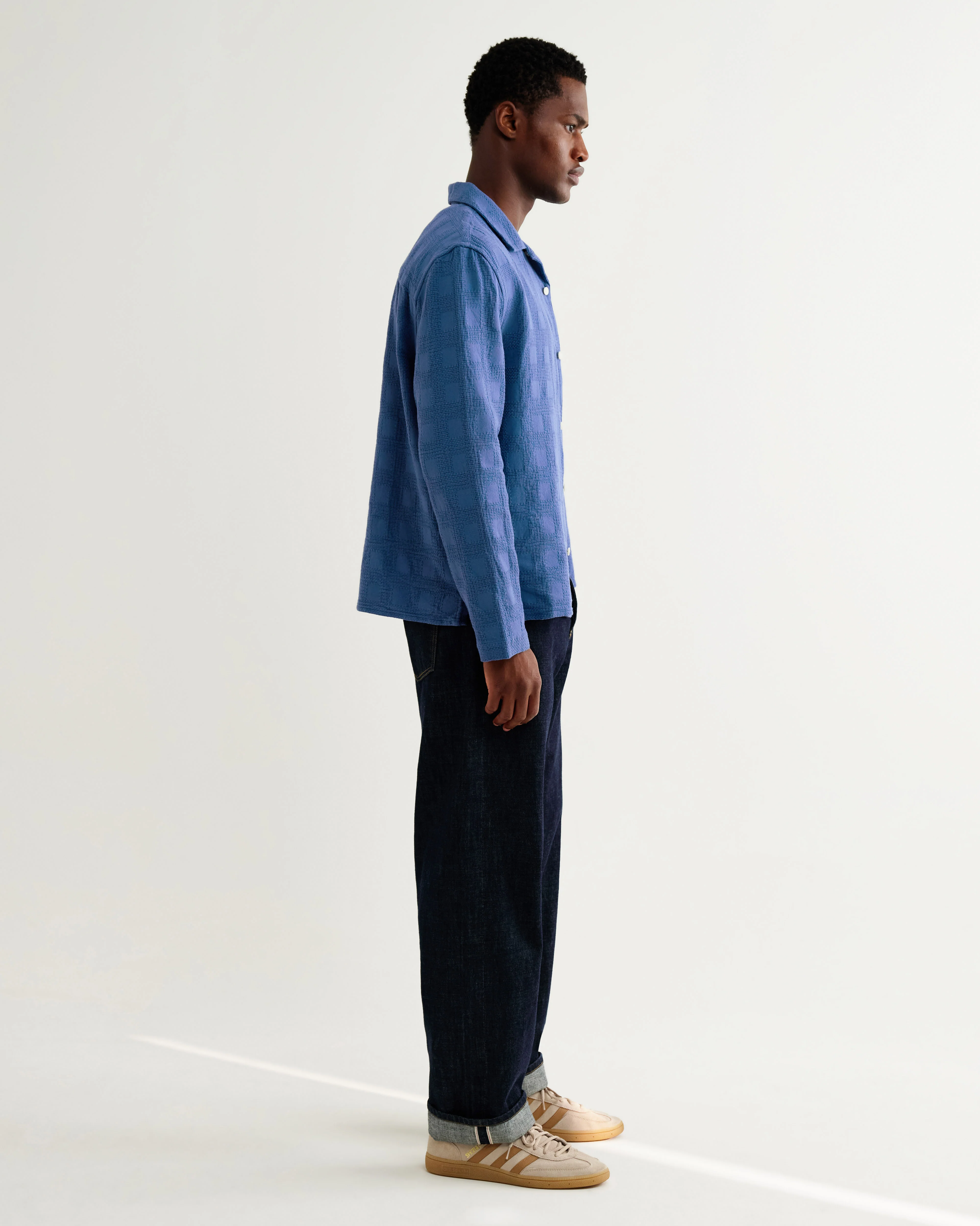 Corey - Blue Dobby Check Cotton Shirt - Image 6