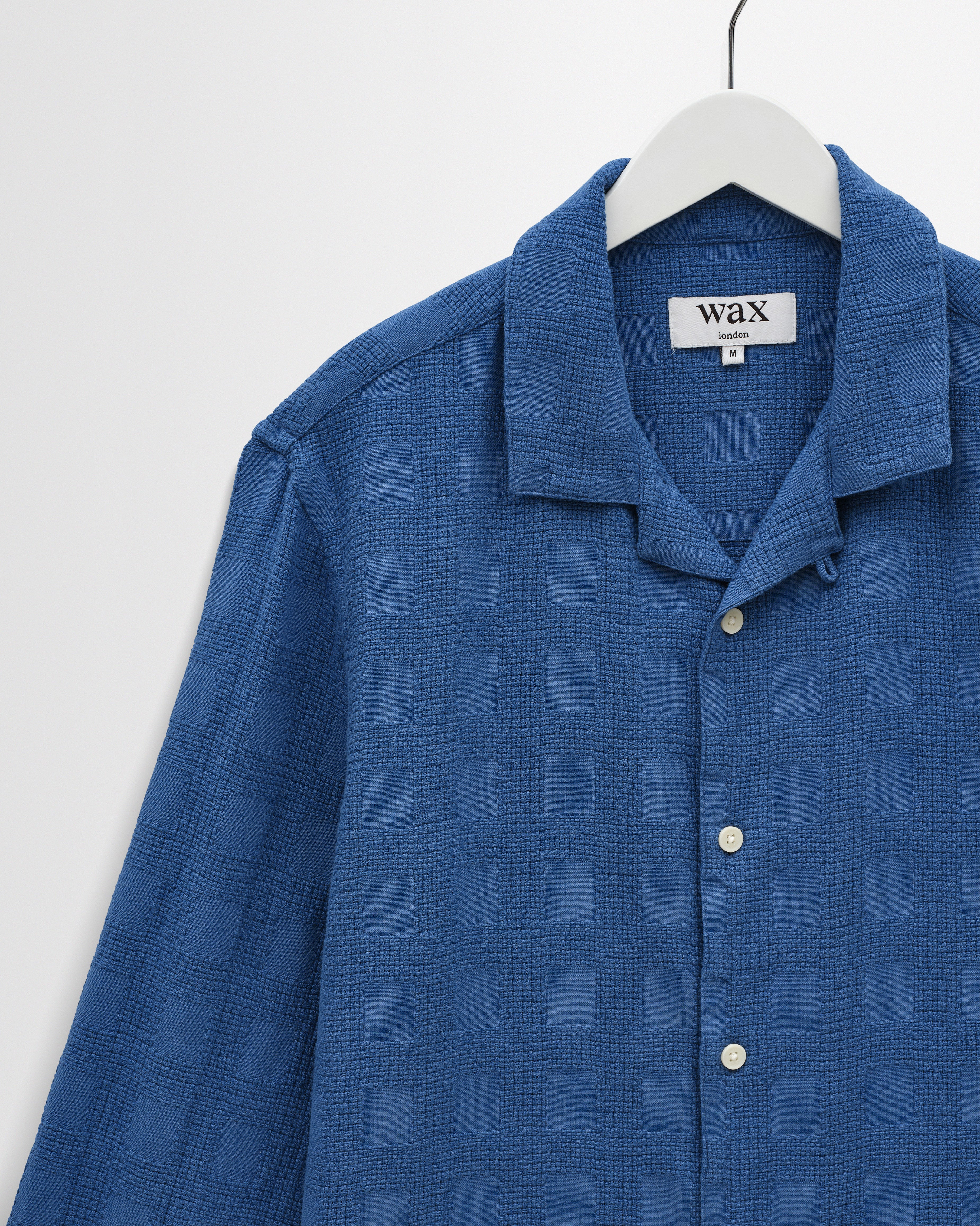 Corey - Blue Dobby Check Cotton Shirt - Image 8