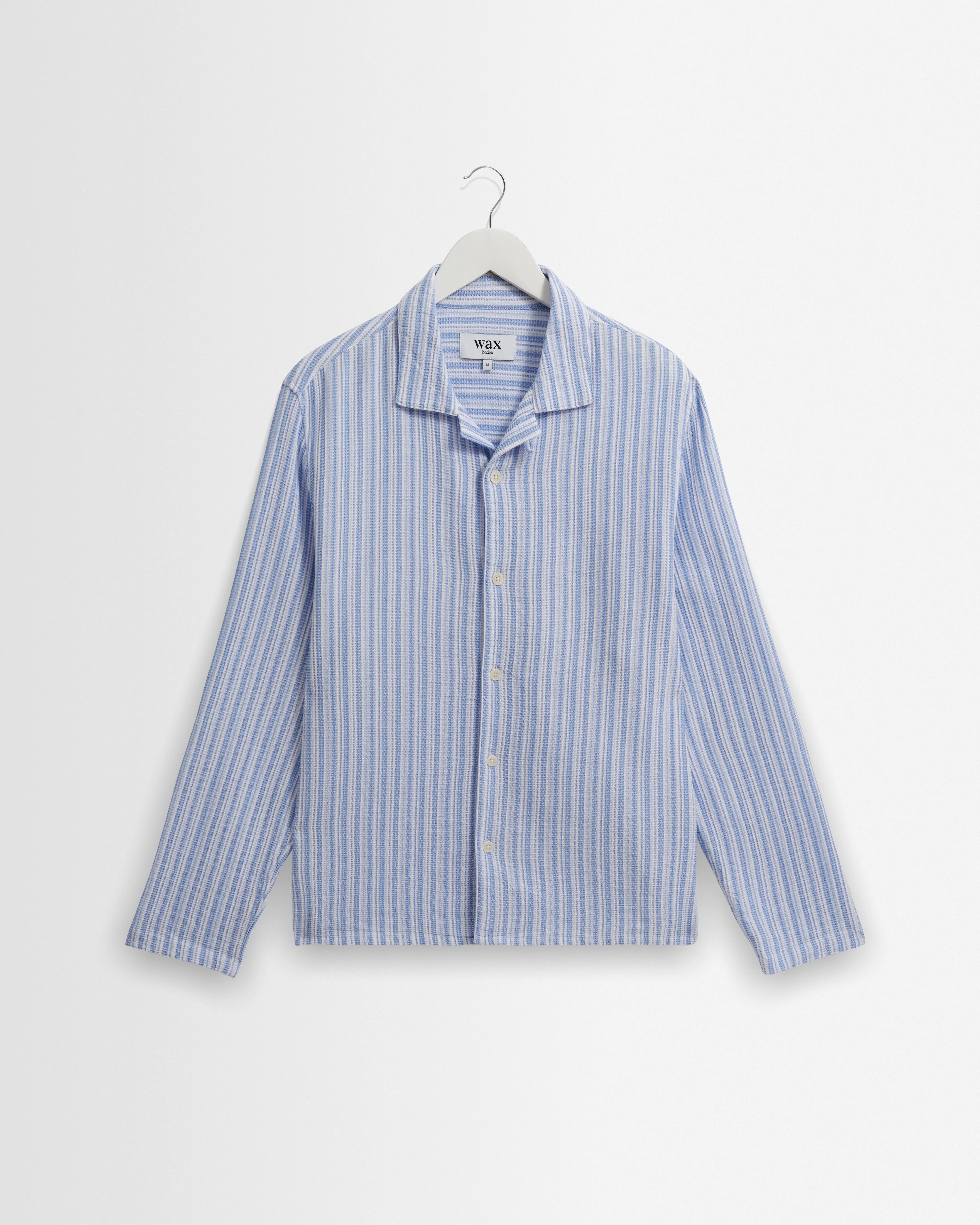 Corey - Bright Blue Cotton Twisted Stripe Shirt