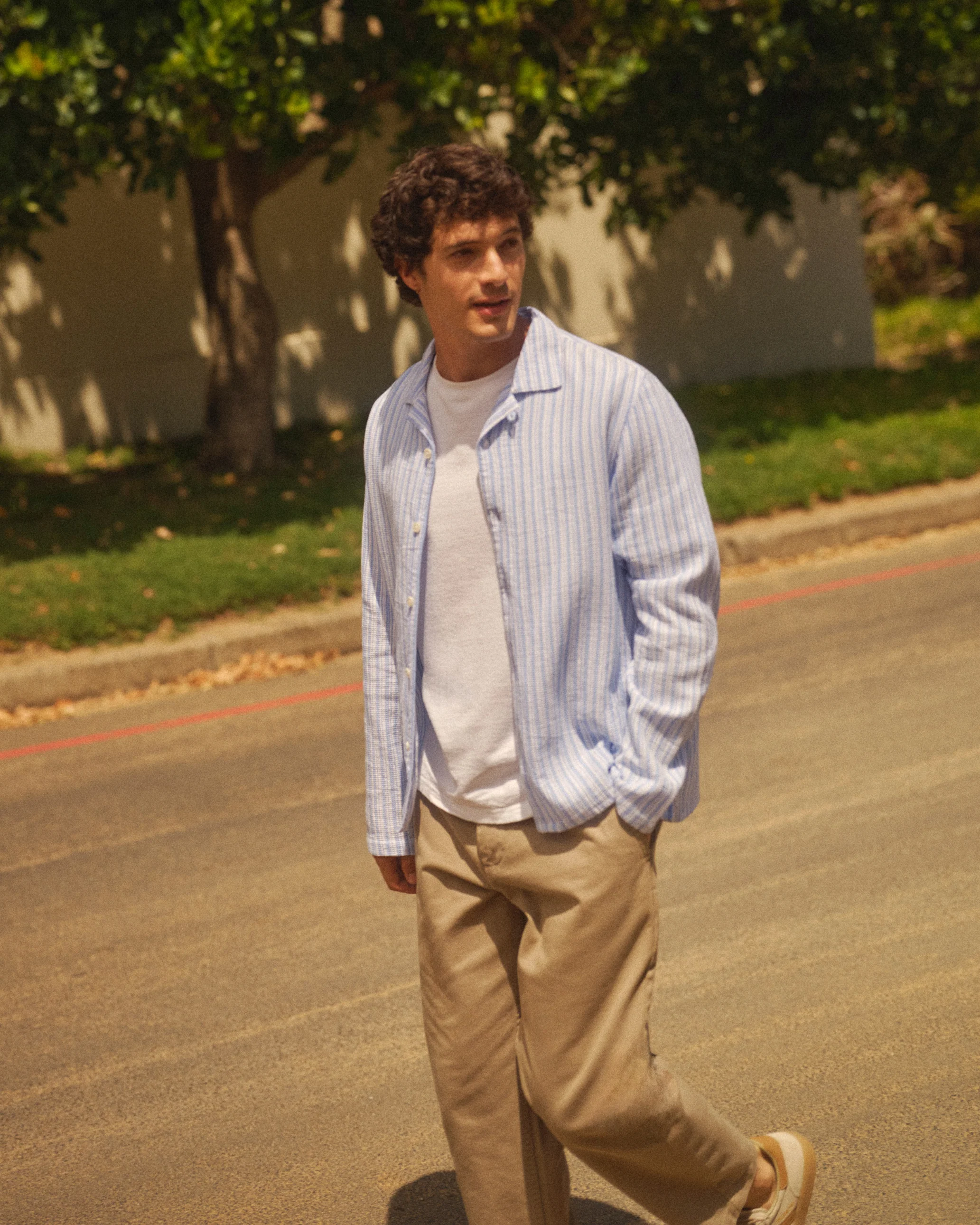 Corey - Bright Blue Cotton Twisted Stripe Shirt - Image 3