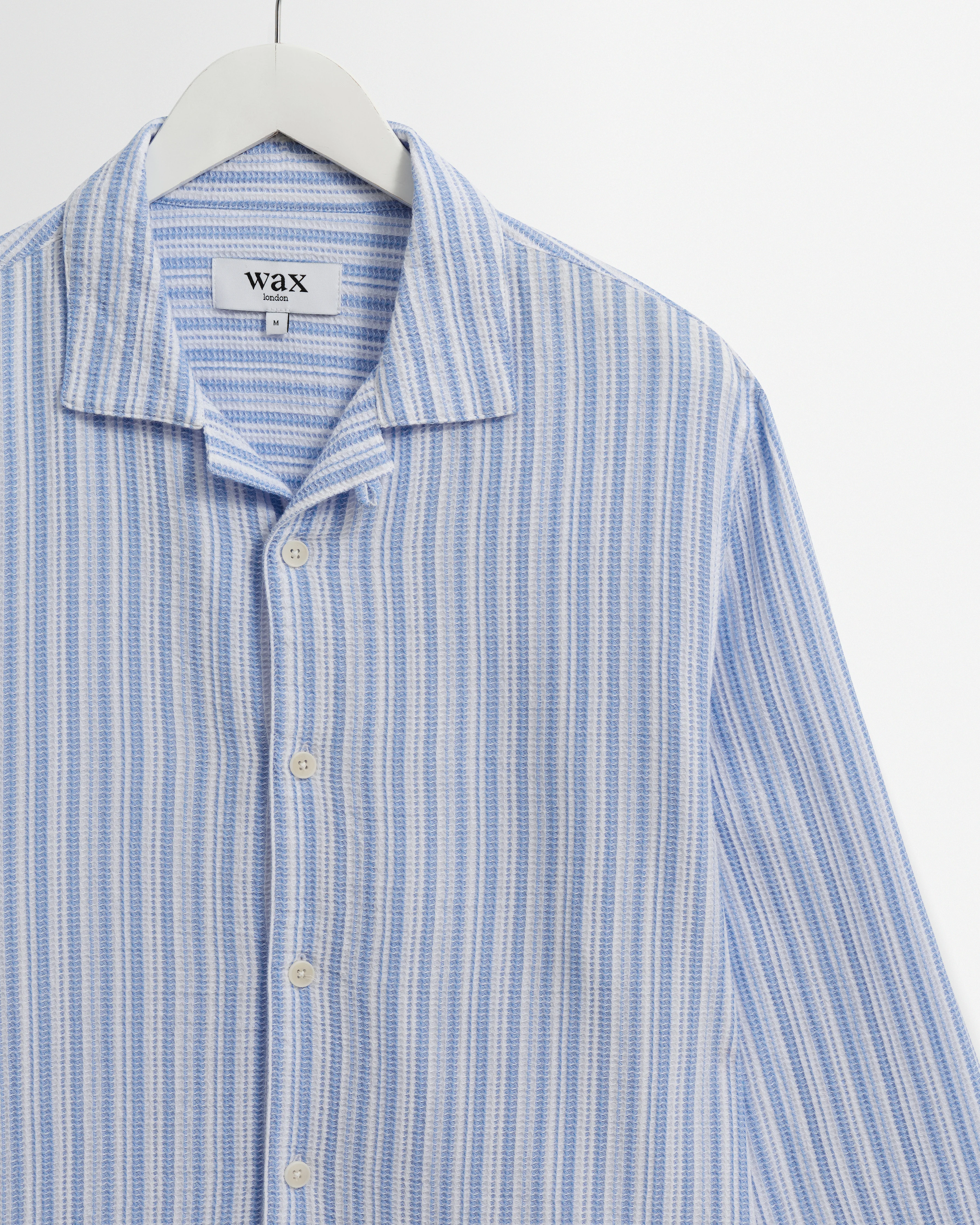 Corey - Bright Blue Cotton Twisted Stripe Shirt - Image 8