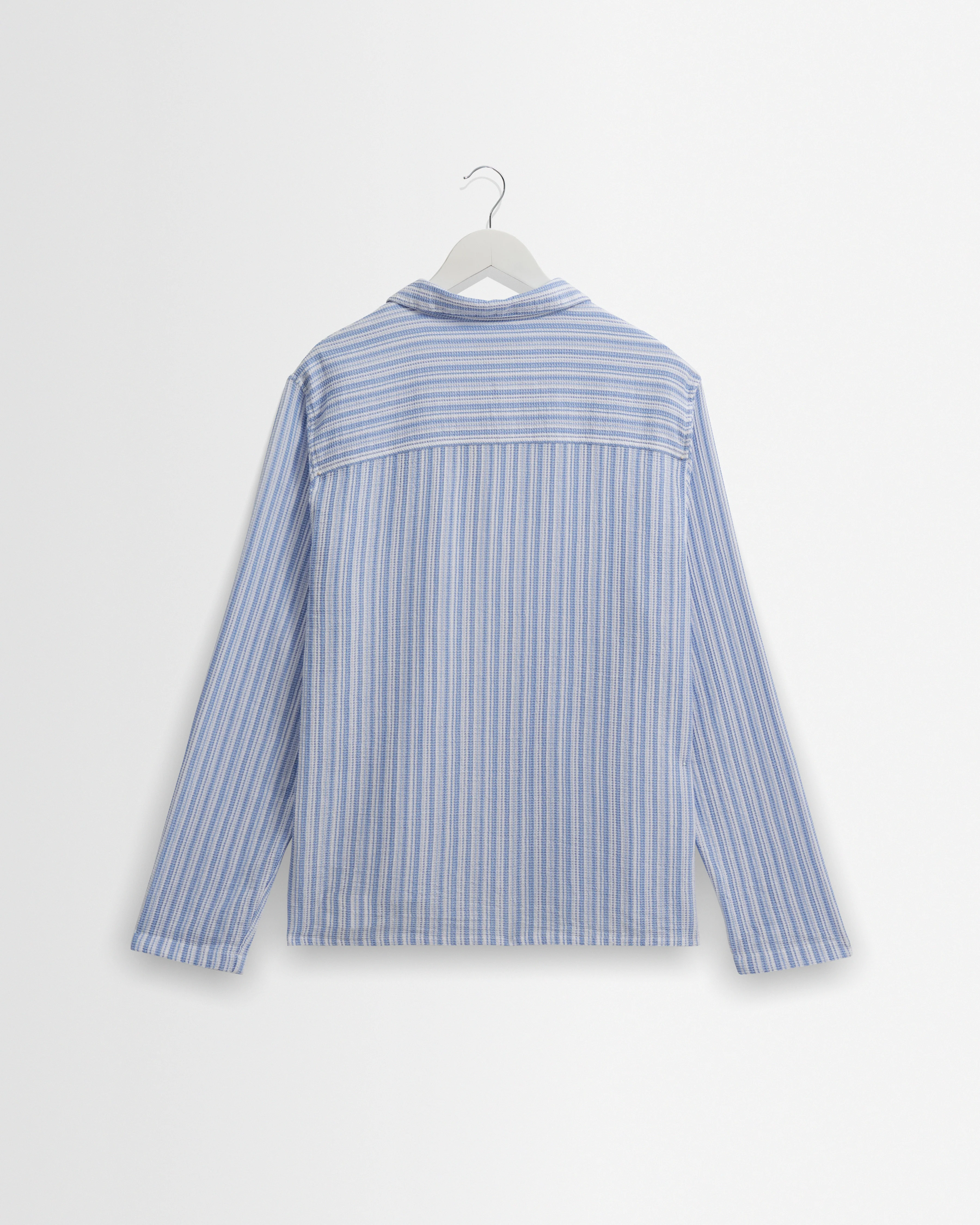 Corey - Bright Blue Cotton Twisted Stripe Shirt - Image 9
