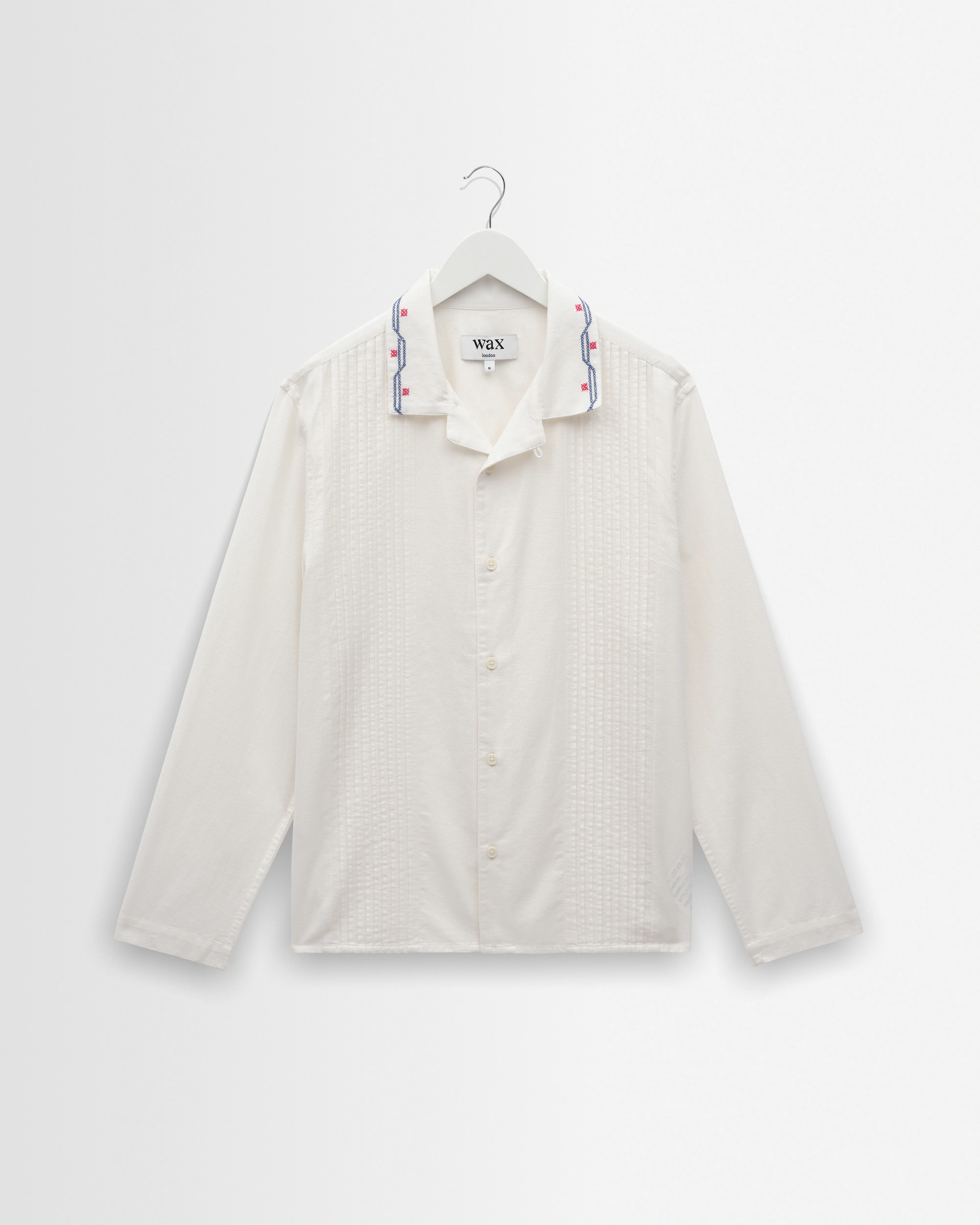 Corey - Ecru Pintuck Border Cotton-Linen Shirt
