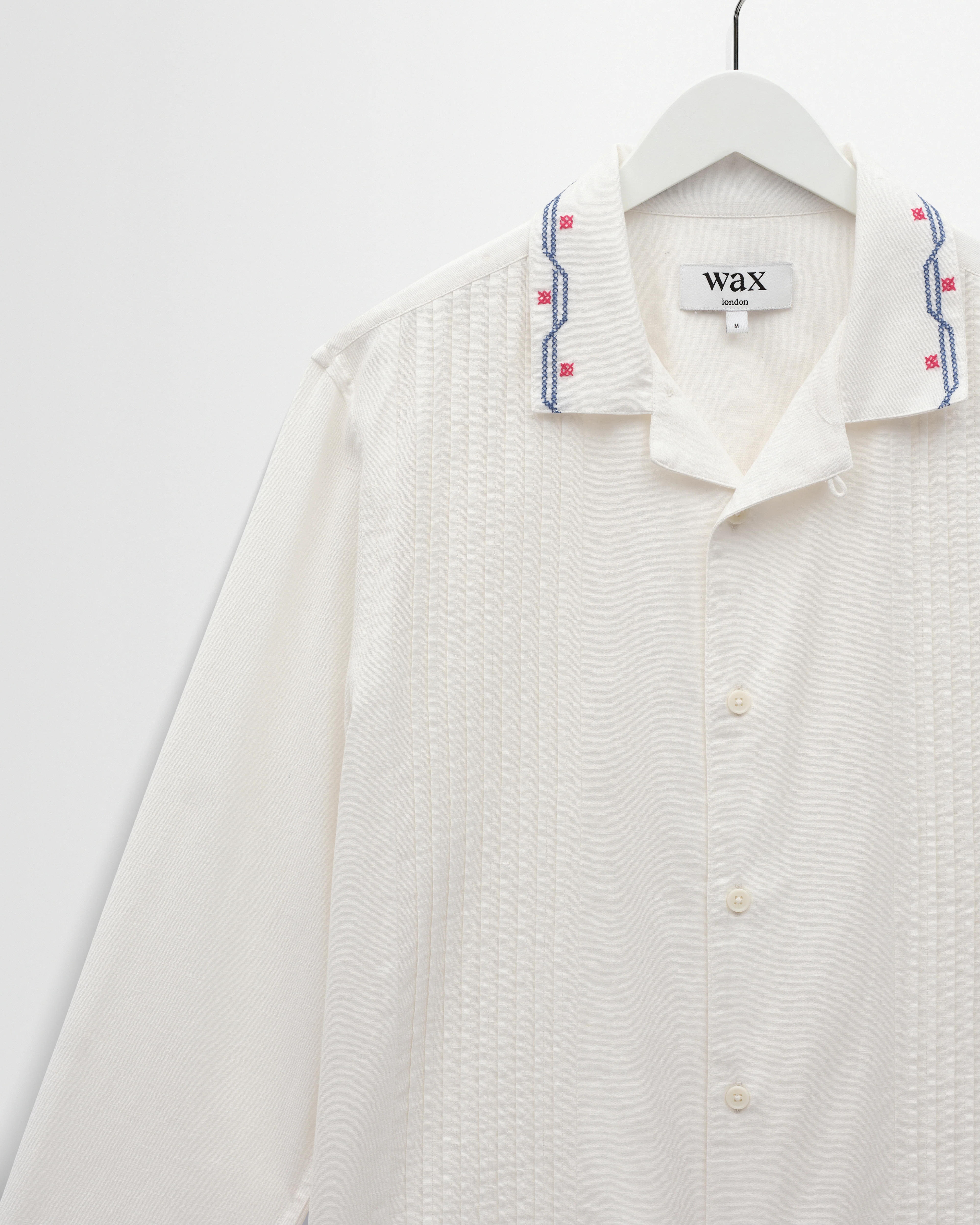 Corey - Ecru Pintuck Border Cotton-Linen Shirt - Image 7