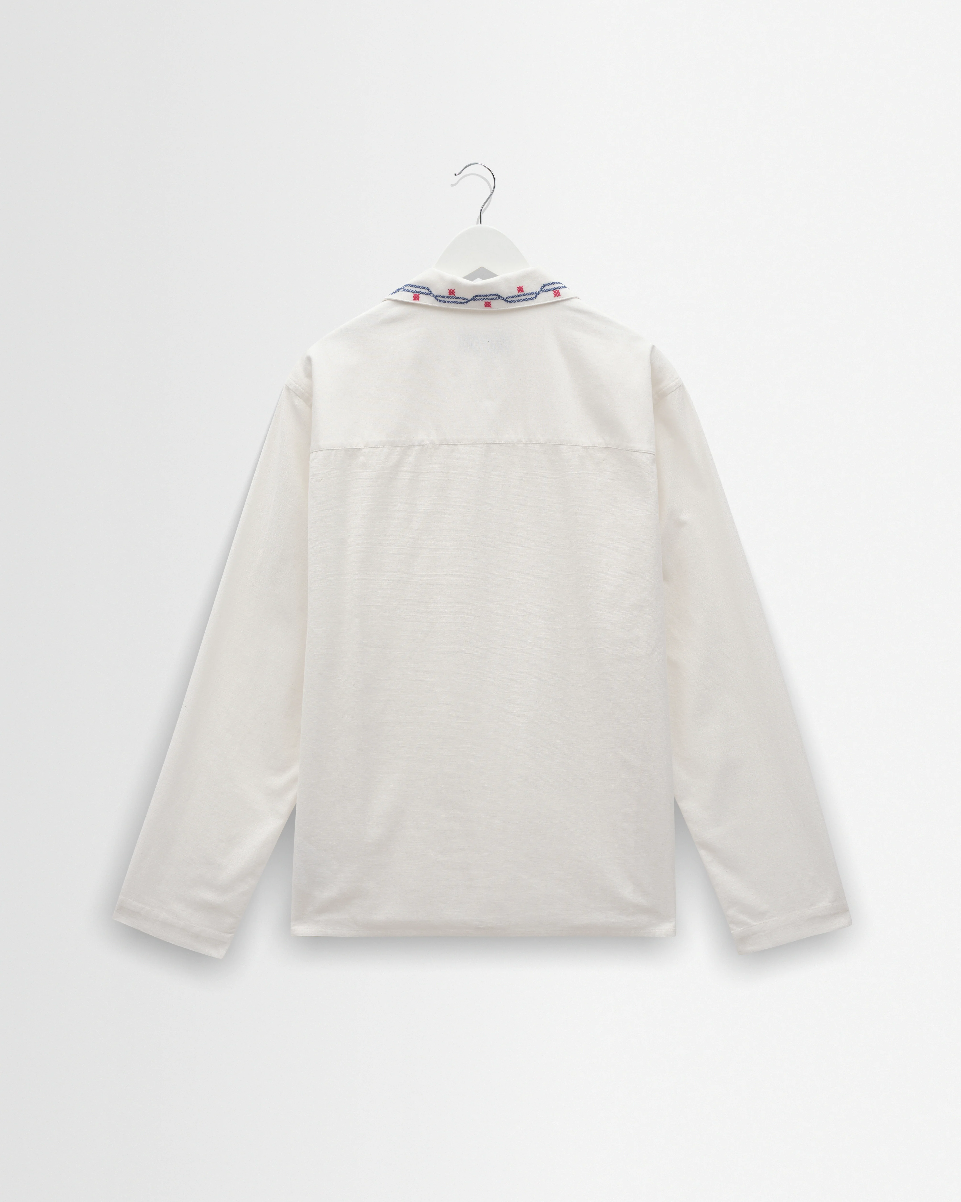 Corey - Ecru Pintuck Border Cotton-Linen Shirt - Image 8