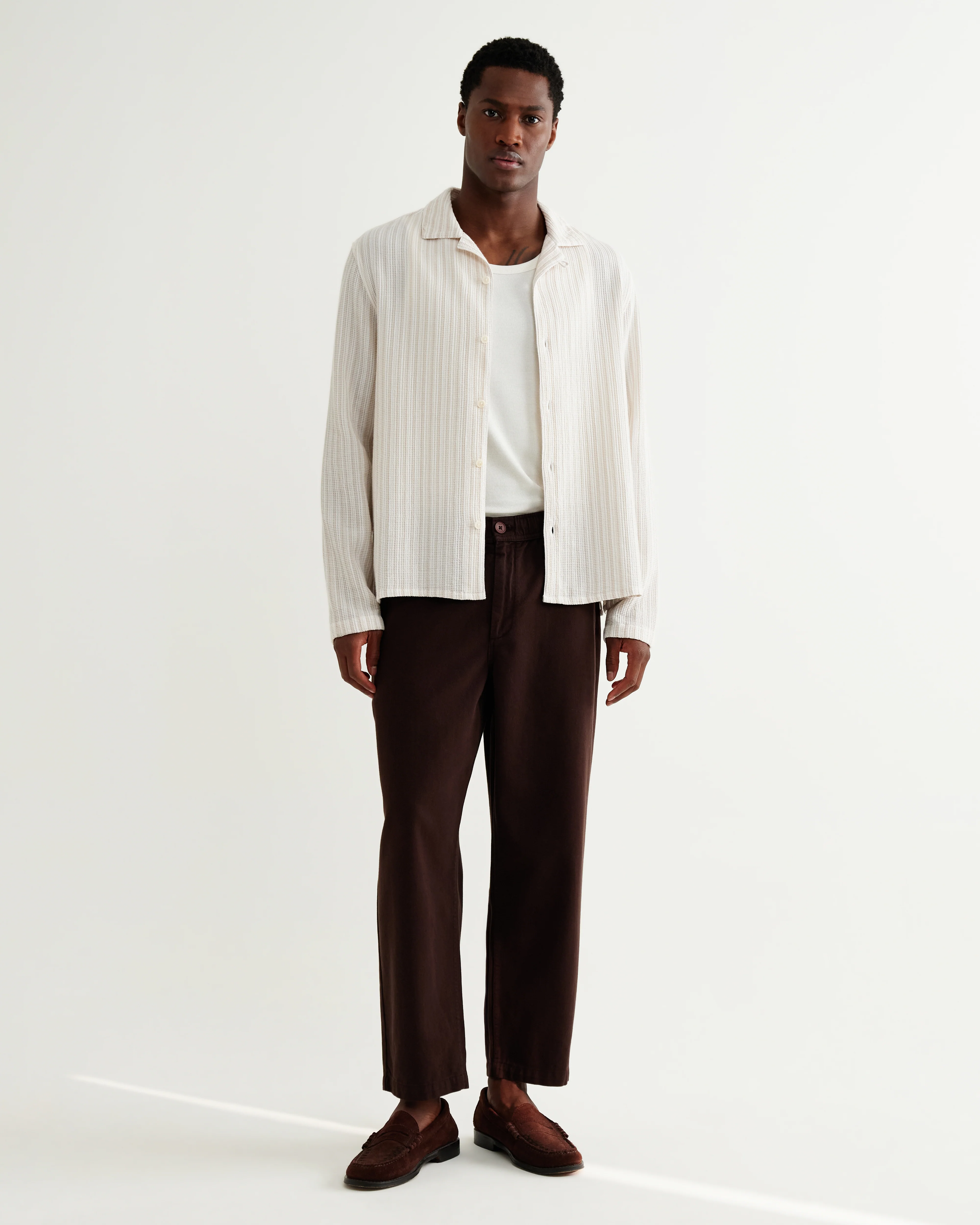 Corey - Natural Cotton Twisted Stripe Shirt - Image 4
