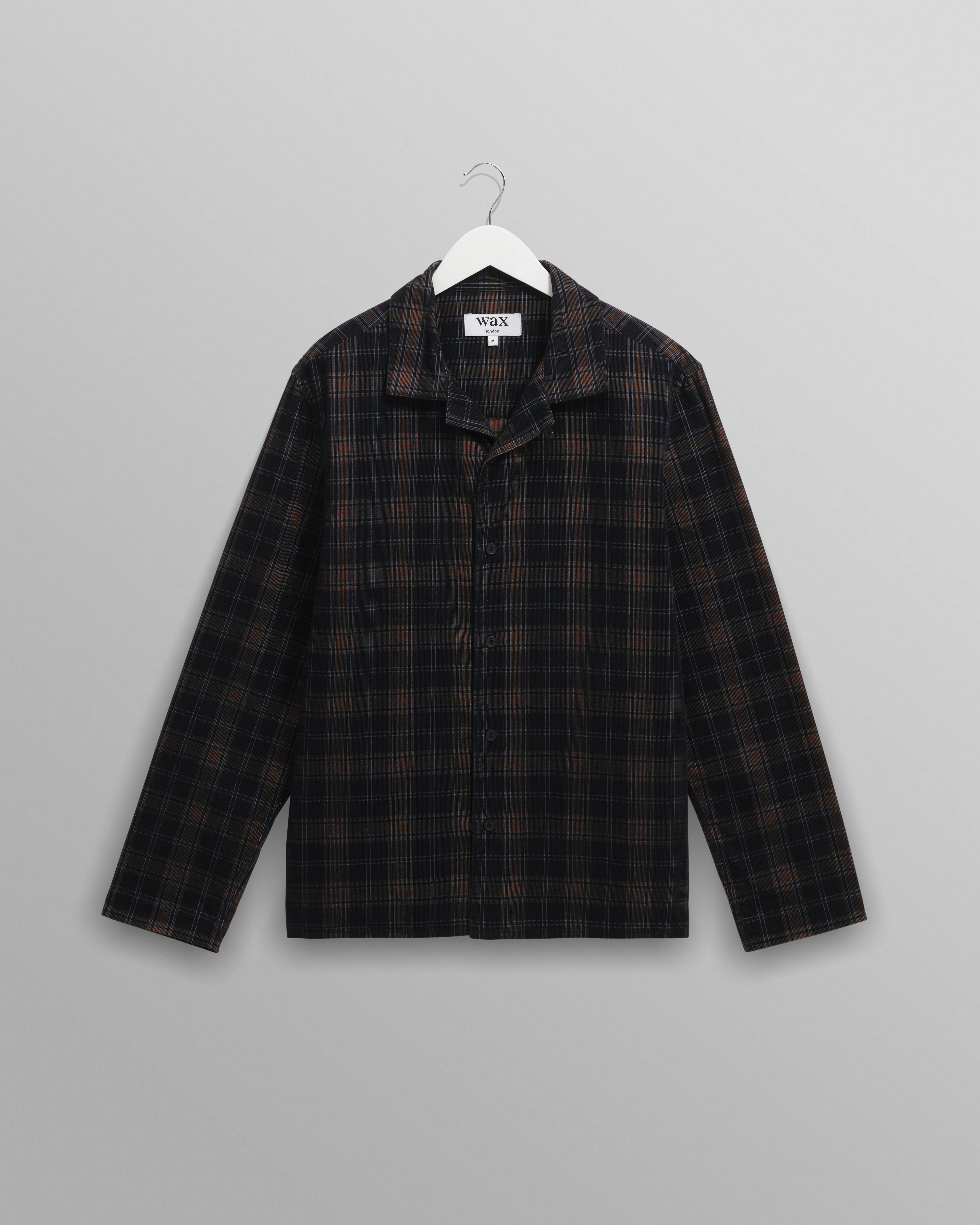 Corey - Navy And Multicolour Check Corduroy Shirt