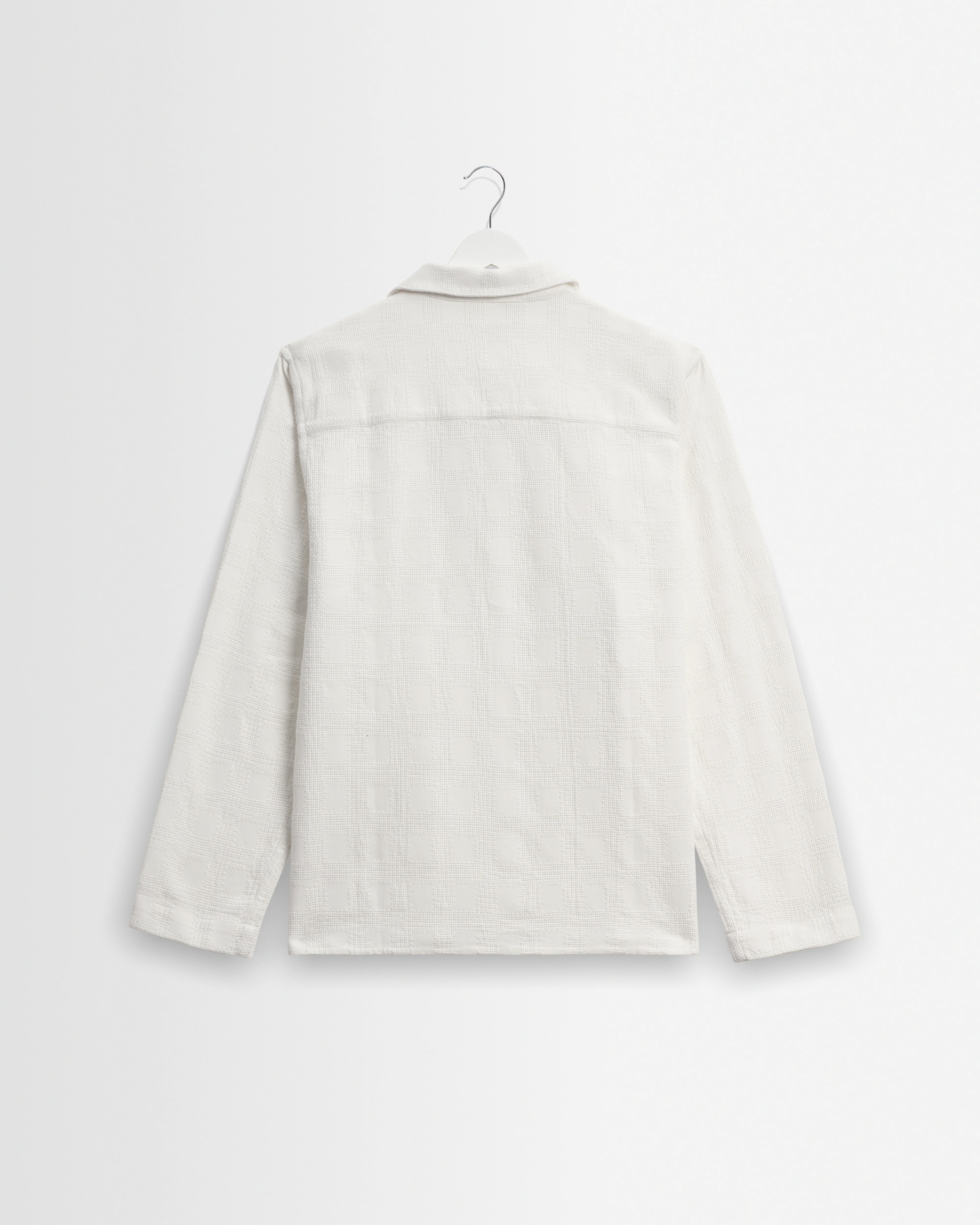 Corey - Off White Dobby Check Cotton Shirt - Image 8